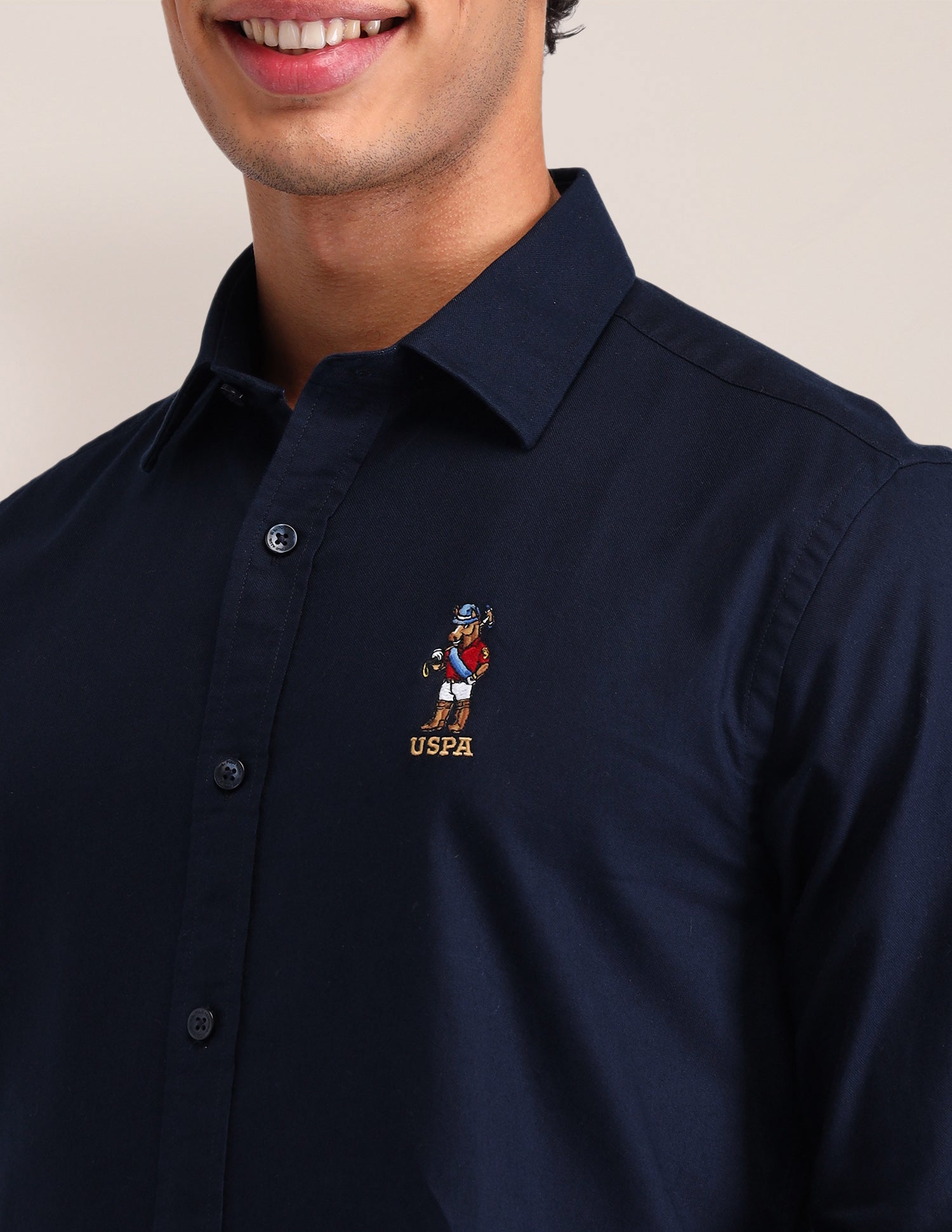 Solid Cotton Shirt Navy - U.S. POLO ASSN. | Large