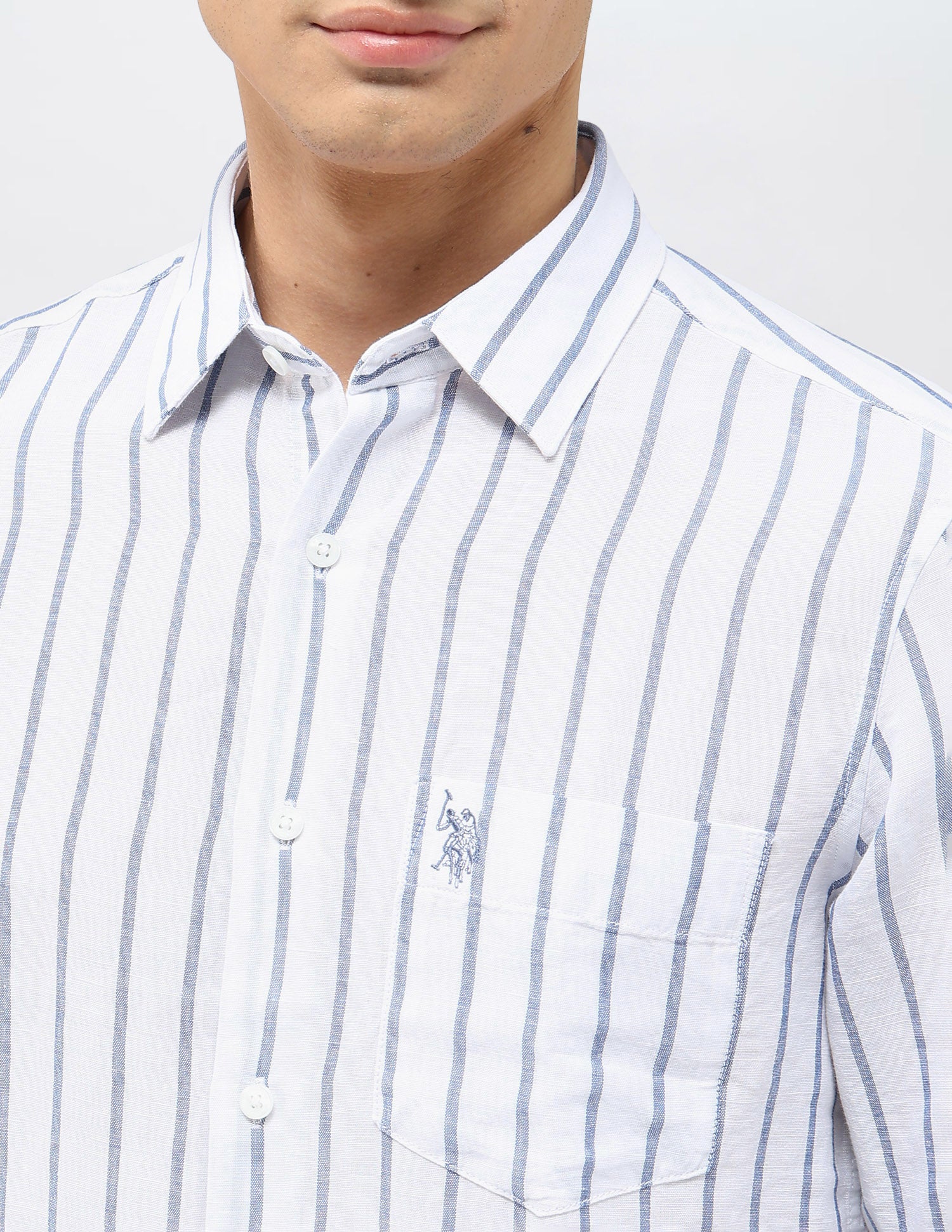 Vertical Striped Tailored Fit Shirt Blue - U.S. POLO ASSN. | Large