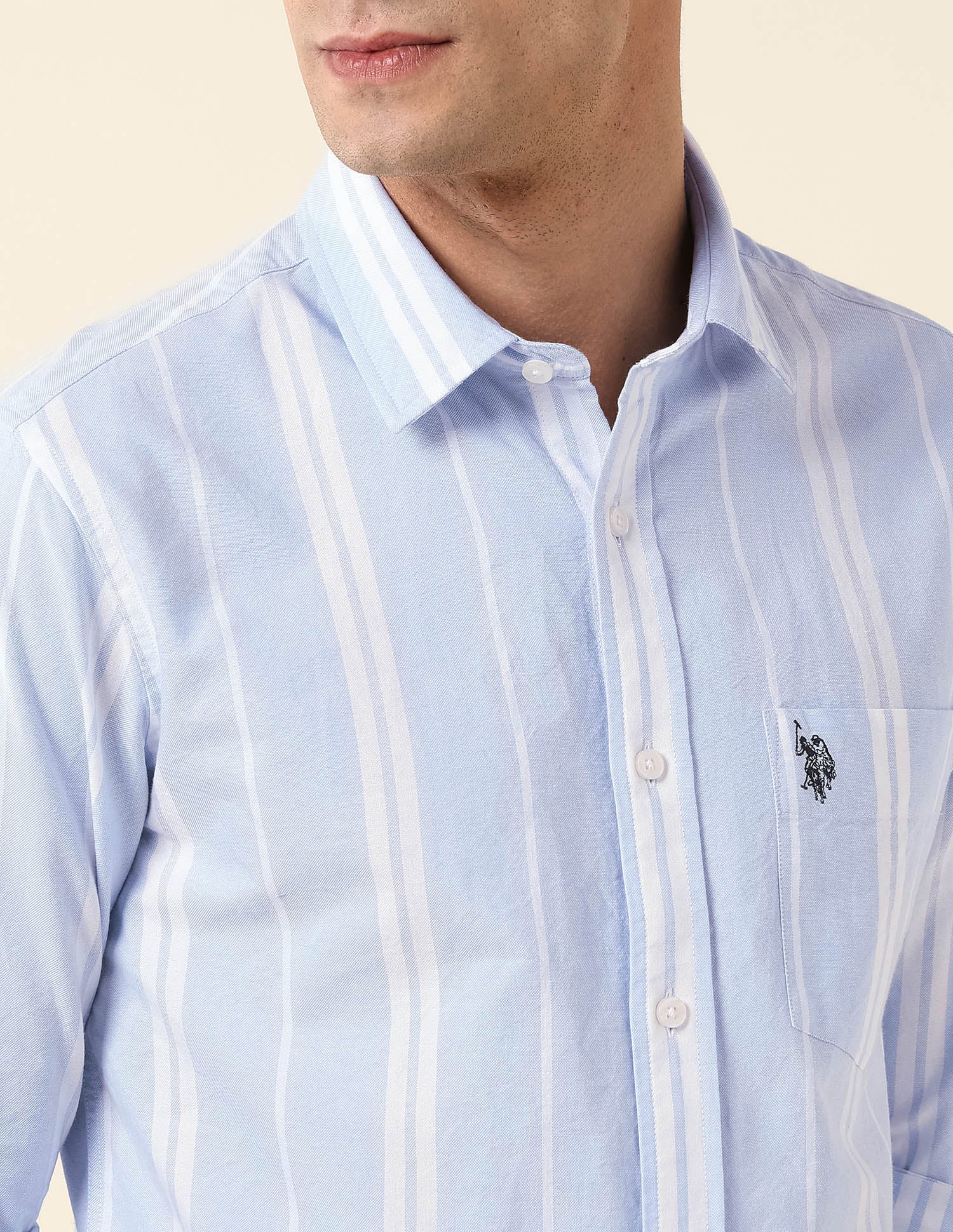 Vertical Striped Tailored Fit Shirt Blue - U.S. Polo Assn. India | Large
