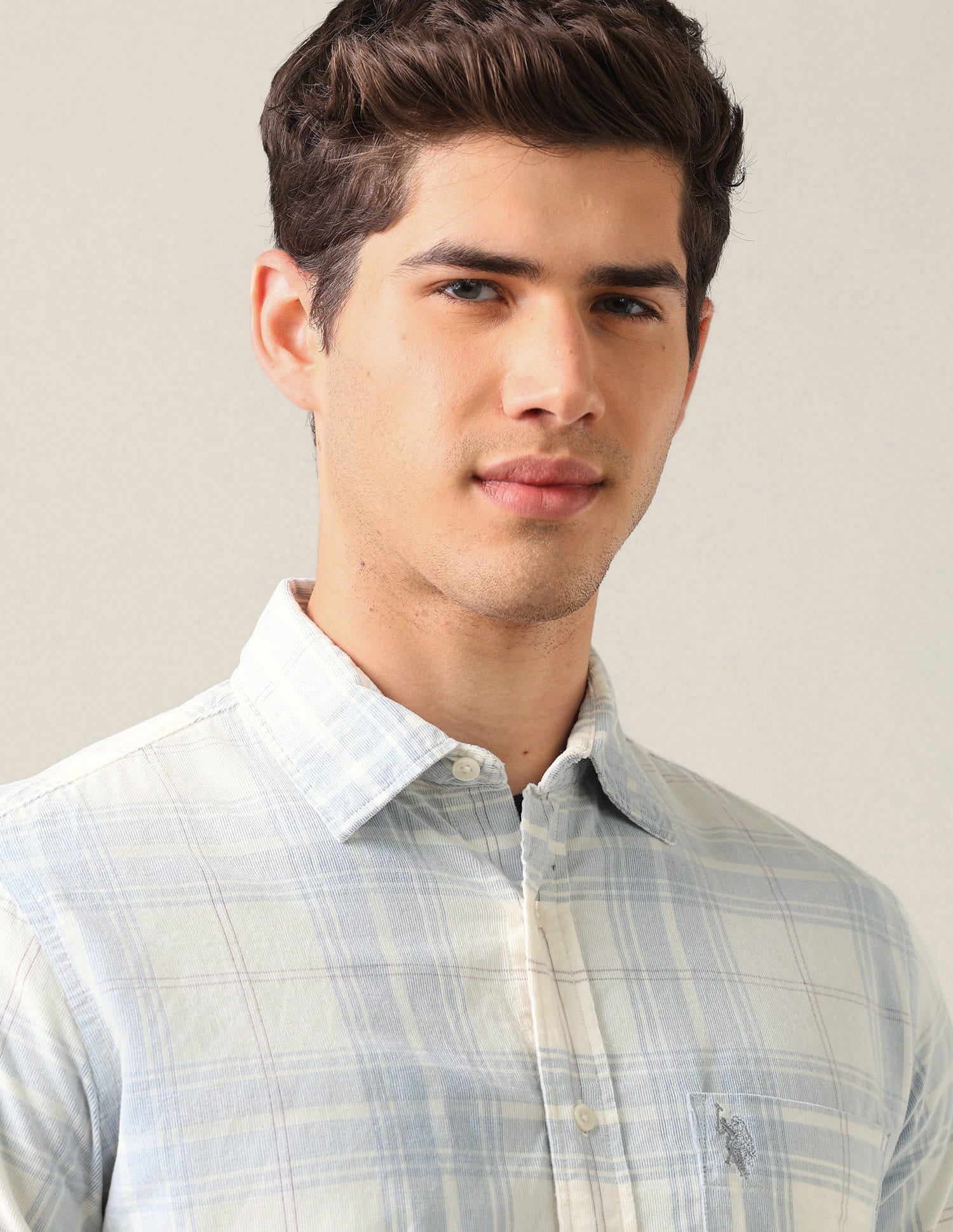Tailored Fit Corduroy Shirt Blue - U.S. Polo Assn. India | Large