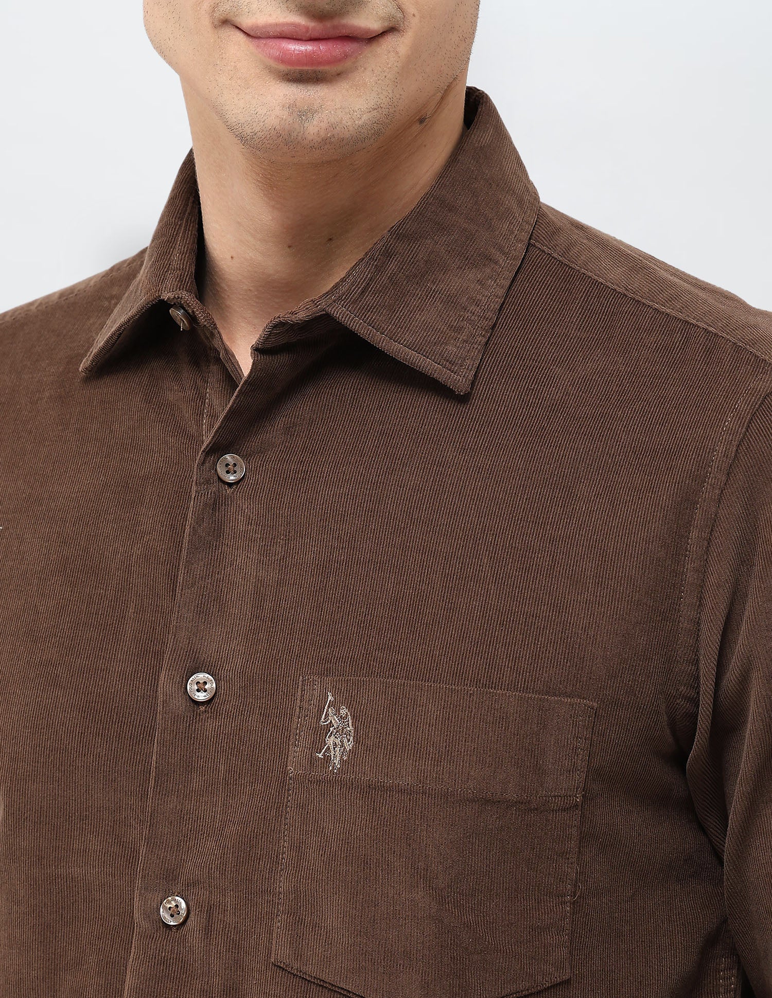 Corduroy Tailored Fit Shirt Brown - U.S. POLO ASSN. | Large