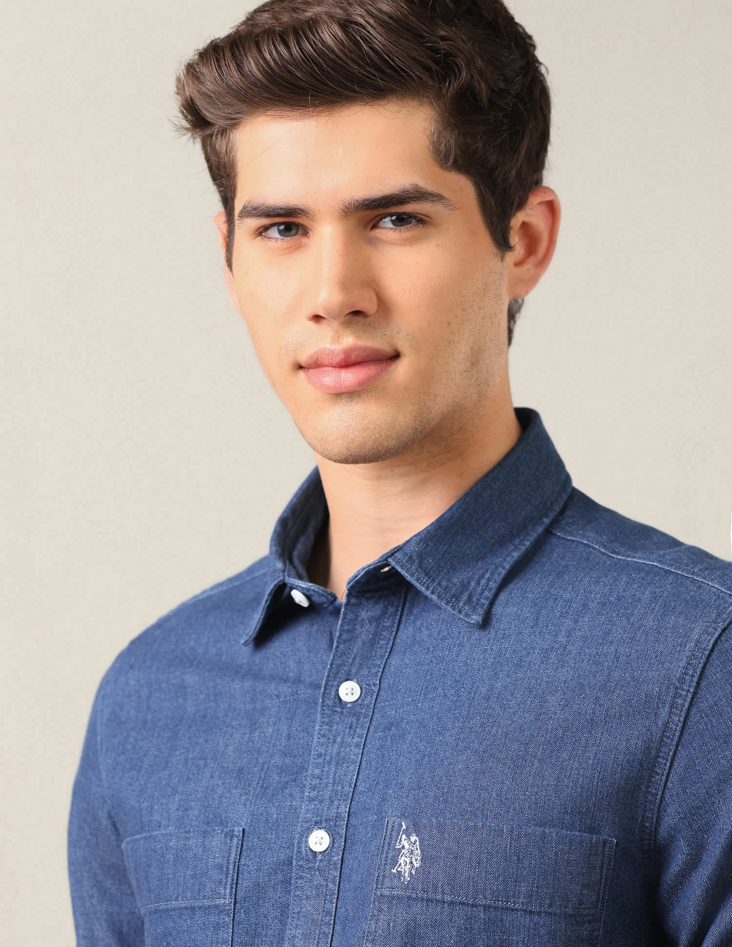 Solid Twill Shirt Blue - U.S. Polo Assn. India | Large