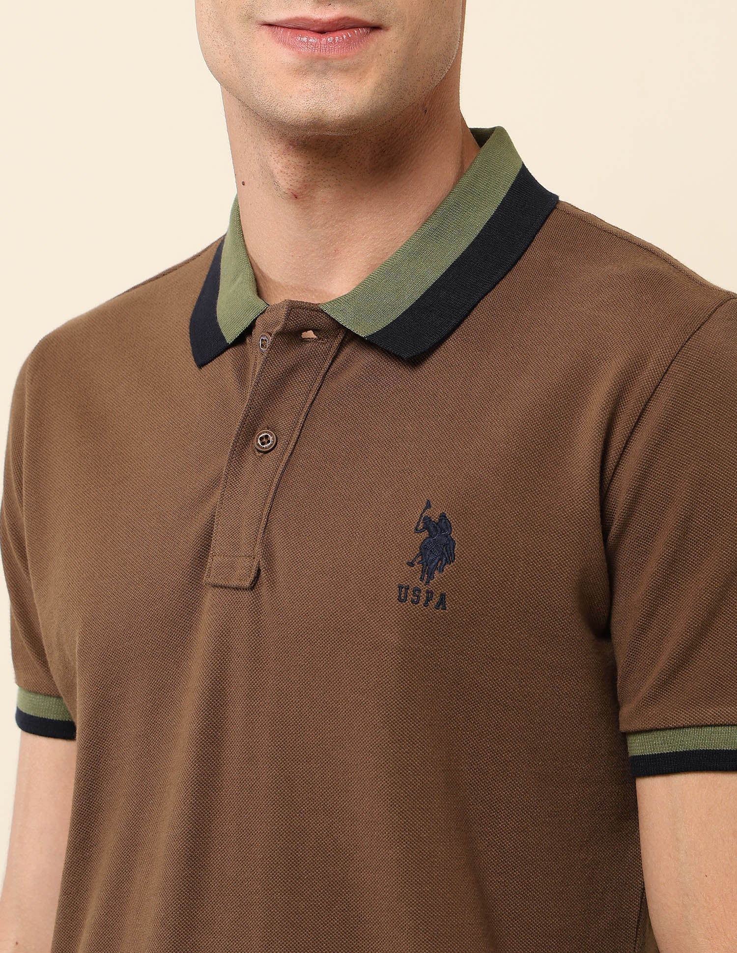 Solid Slim Fit Polo Shirt Dark Brown - U.S. Polo Assn. India | Large