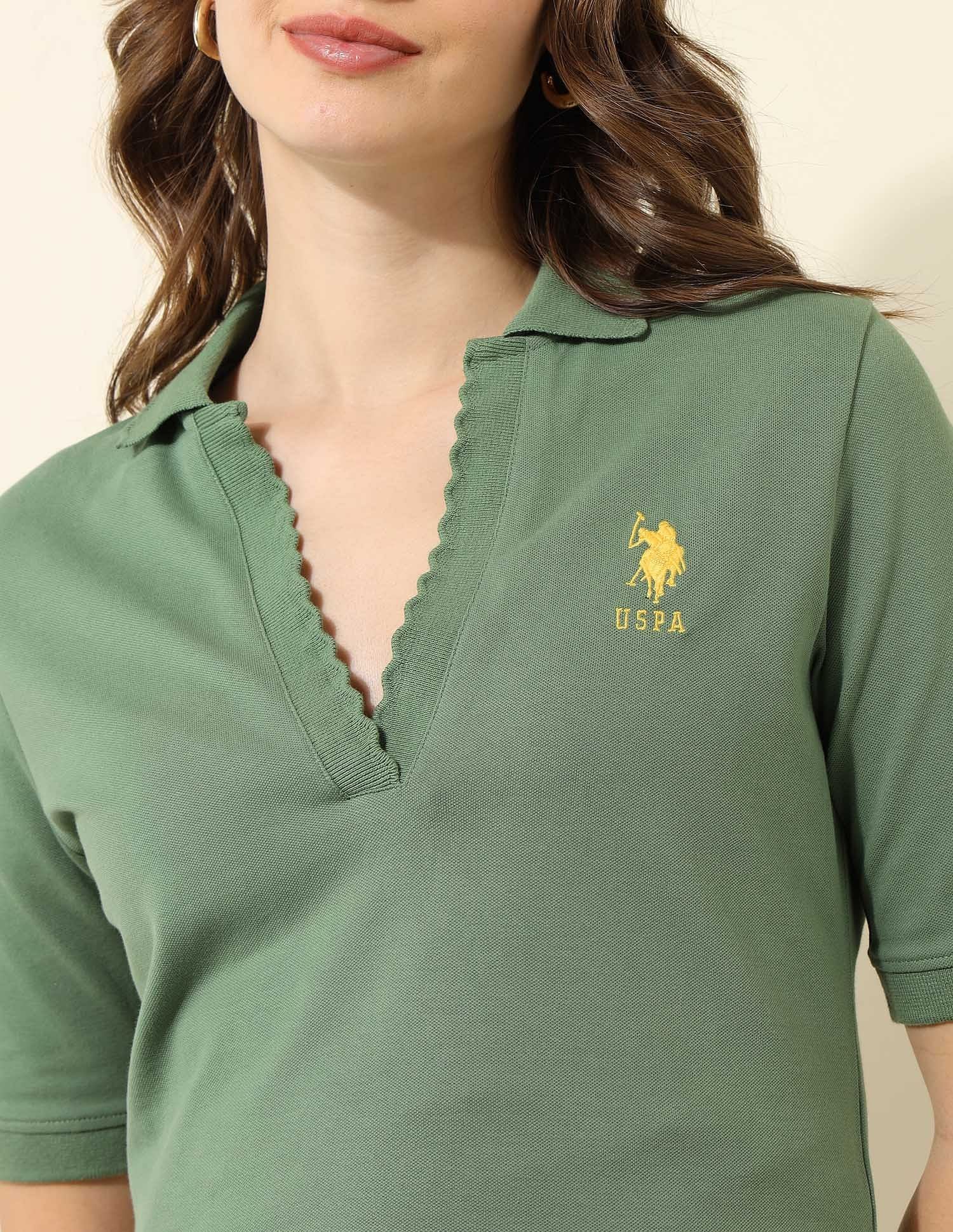 Regular Fit Solid Polo Shirt Light Olive - U.S. Polo Assn. India | Large