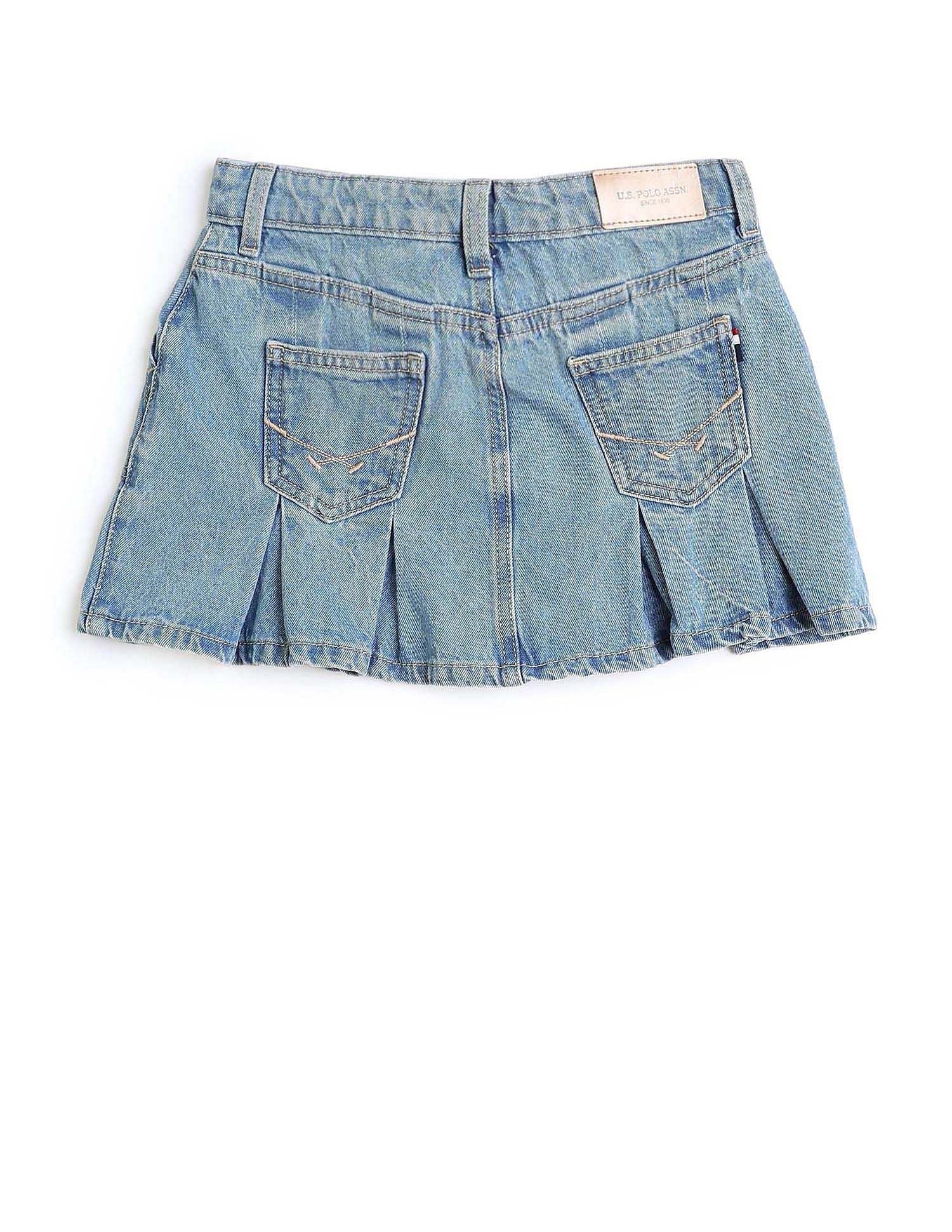 Girls Denim Pleated Skorts Blue - U.S. POLO ASSN. | Large