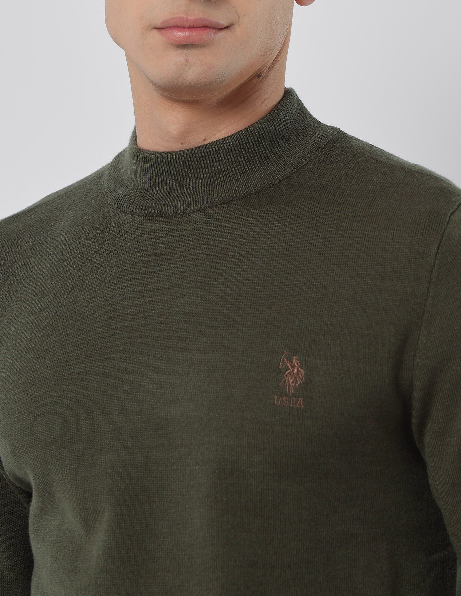 Mock Neck Regular Fit Sweater Olive - U.S. POLO ASSN. | Large