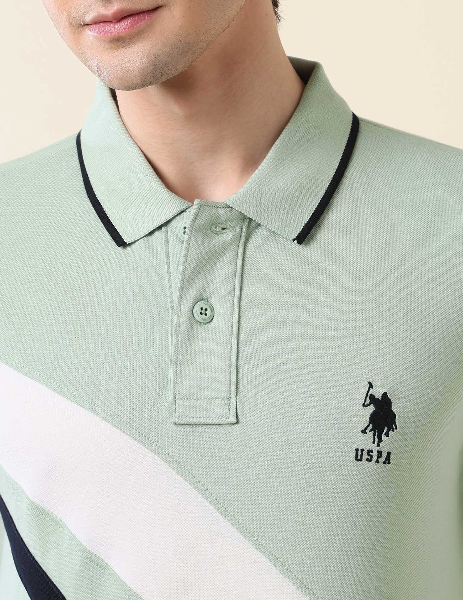 Colourblocked Classic Polo Shirt Light Green - U.S. POLO ASSN. | Large