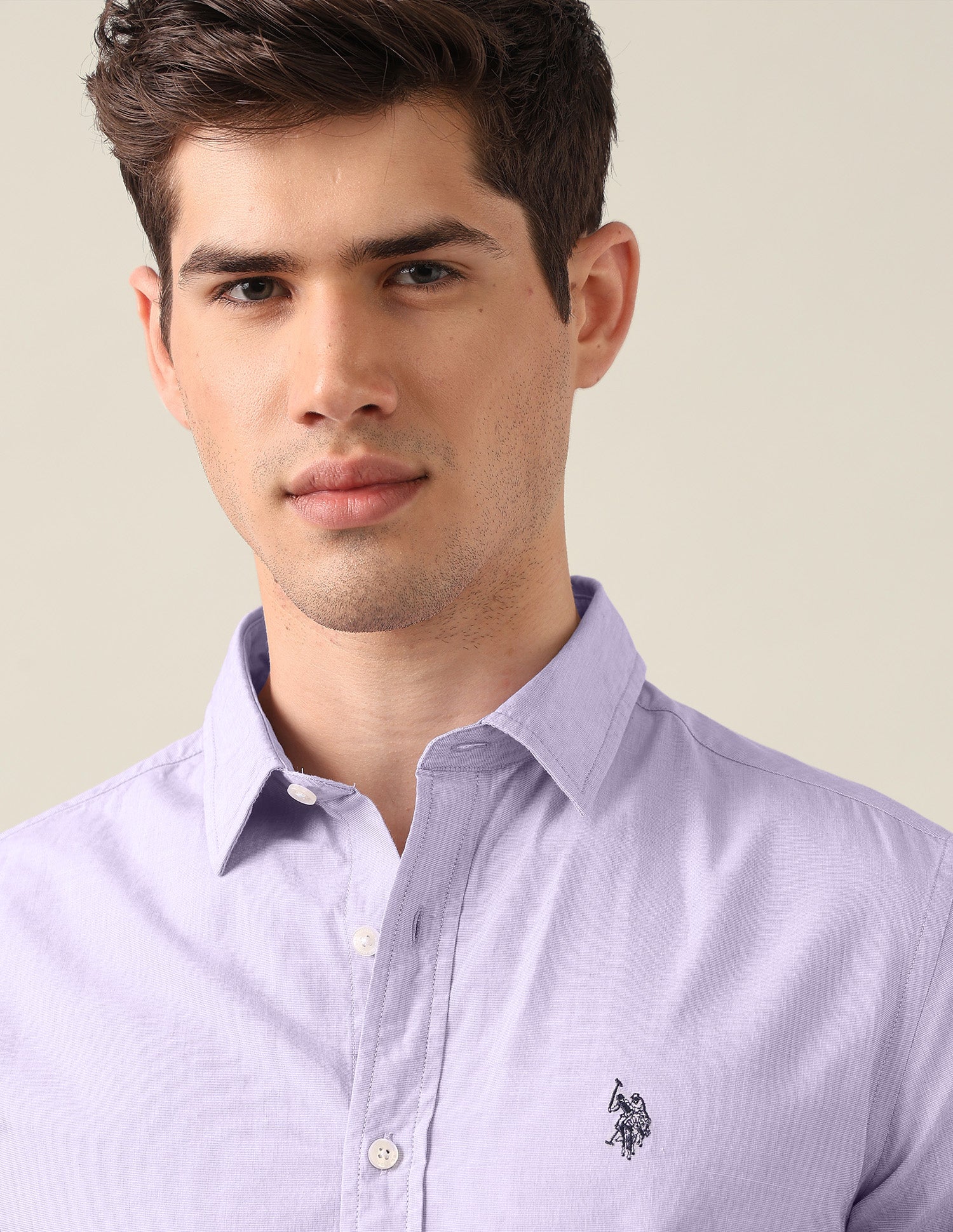 Tailored Fit Solid Shirt Lavender - U.S. Polo Assn. India | Large