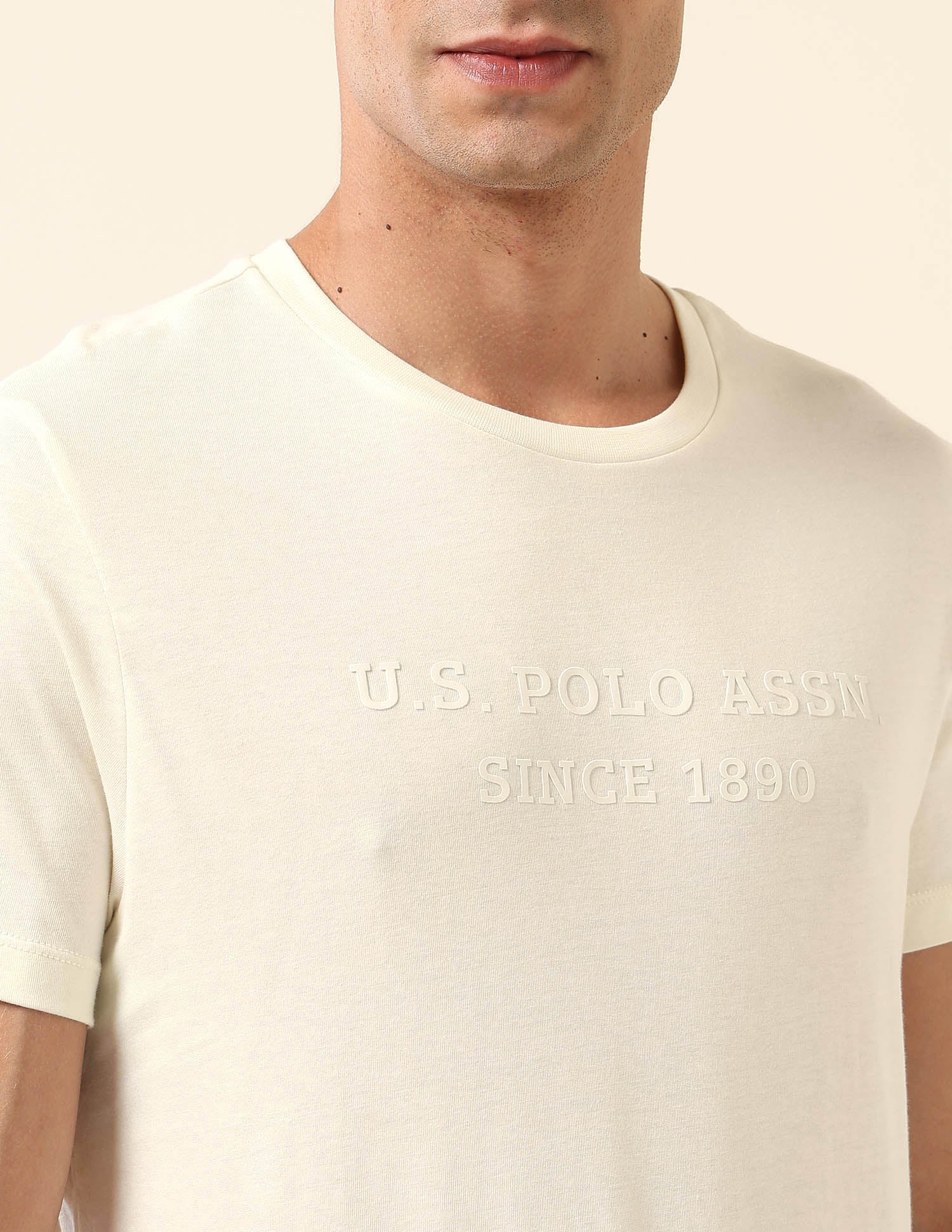 Brand Embossed Slim Fit T- Shirt Off White - U.S. Polo Assn. India | Large