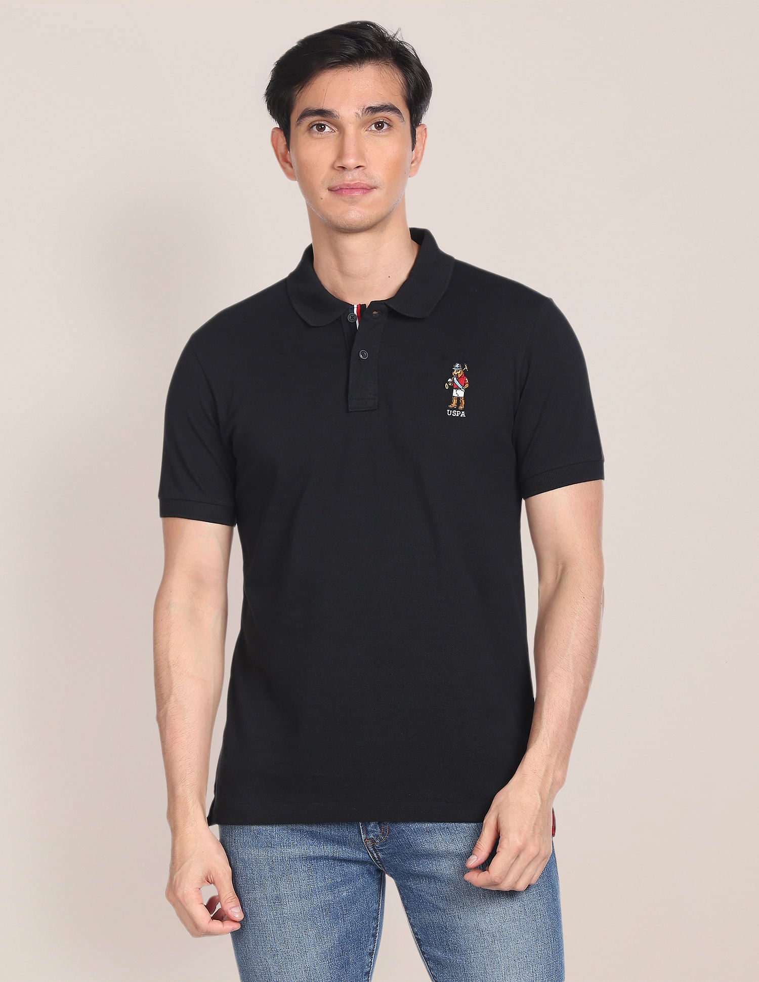 Cotton Mascot Polo Shirt Black - U.S. Polo Assn. India | Large