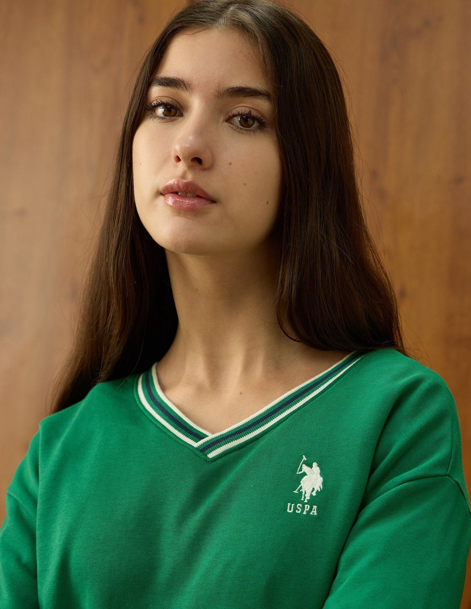 Solid Regular Fit Sweatshirt Green - U.S. POLO ASSN. | Large