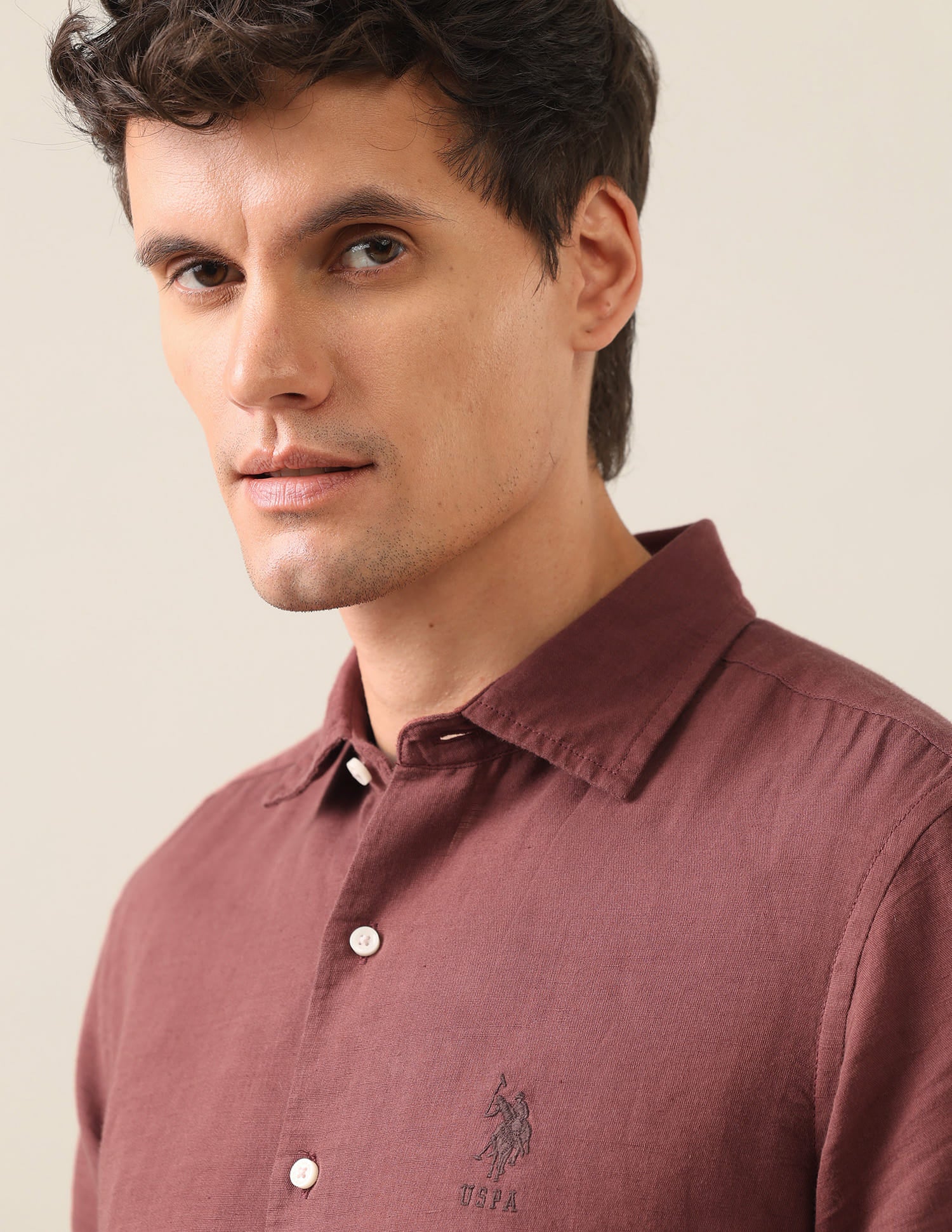 Solid Regular Fit Shirt Rust - U.S. Polo Assn. India | Large