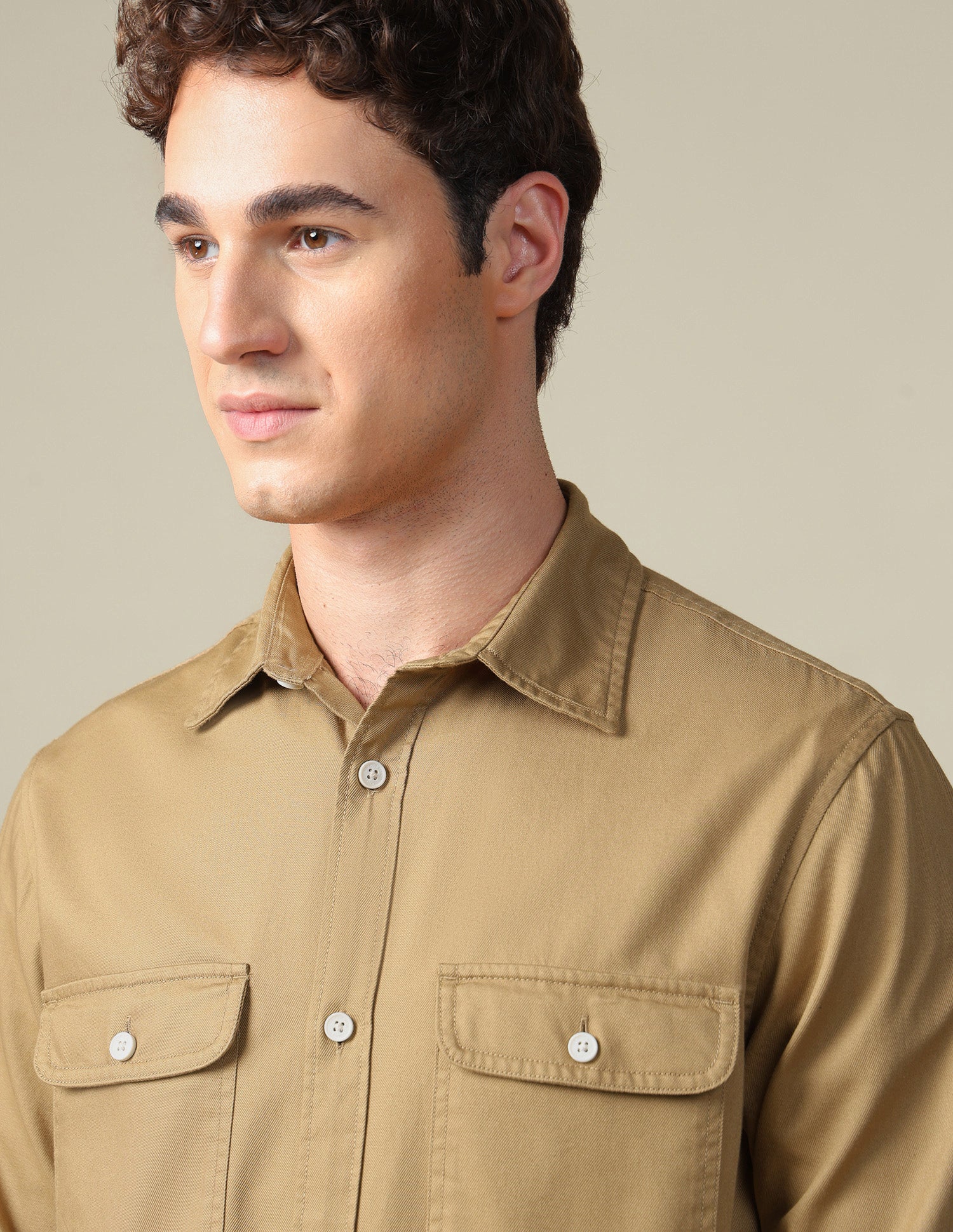 Twill Regular Fit Shirt Khaki - U.S. Polo Assn. India | Large