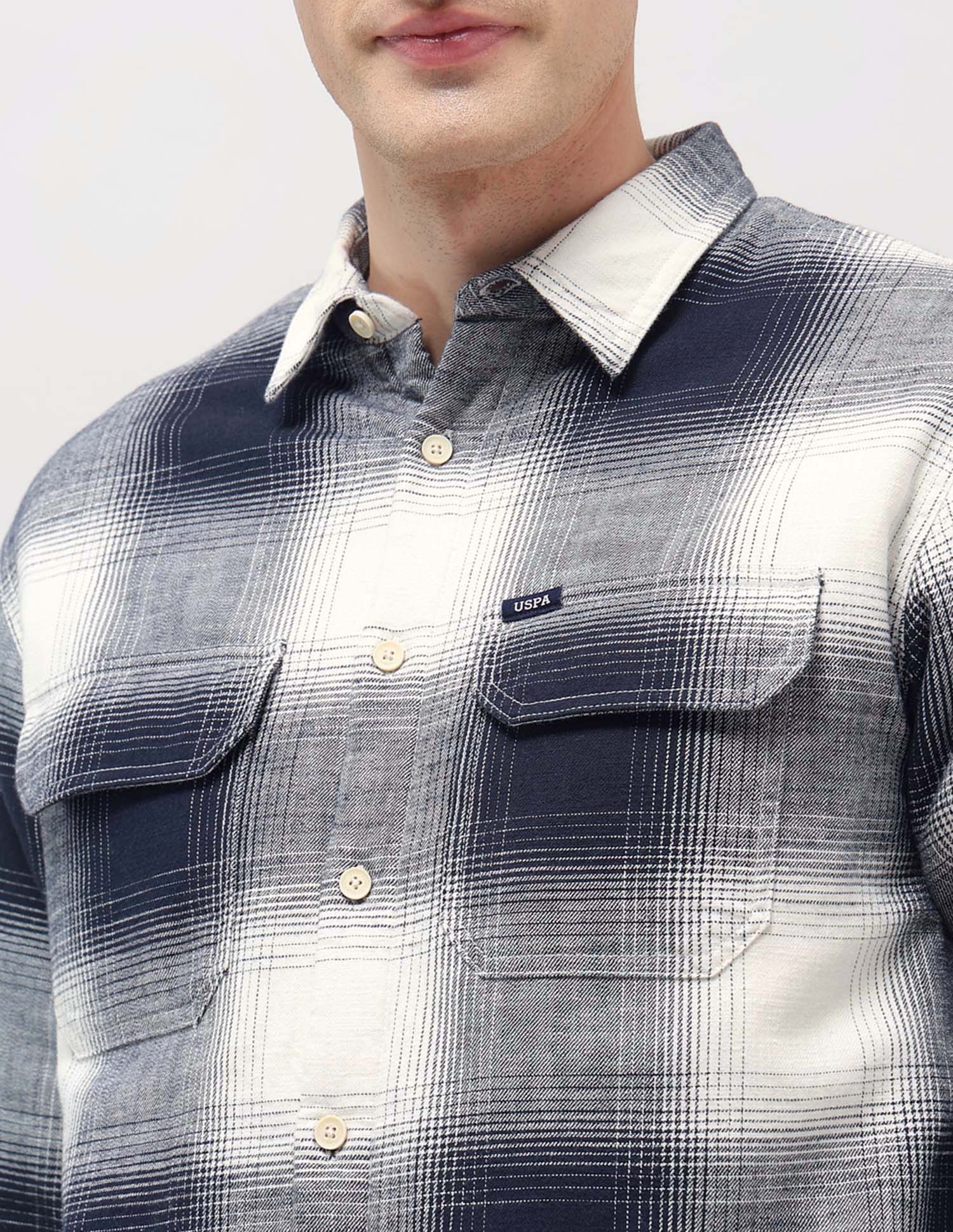 Tartan Checked Slim Fit Shirt Navy - U.S. POLO ASSN. | Large