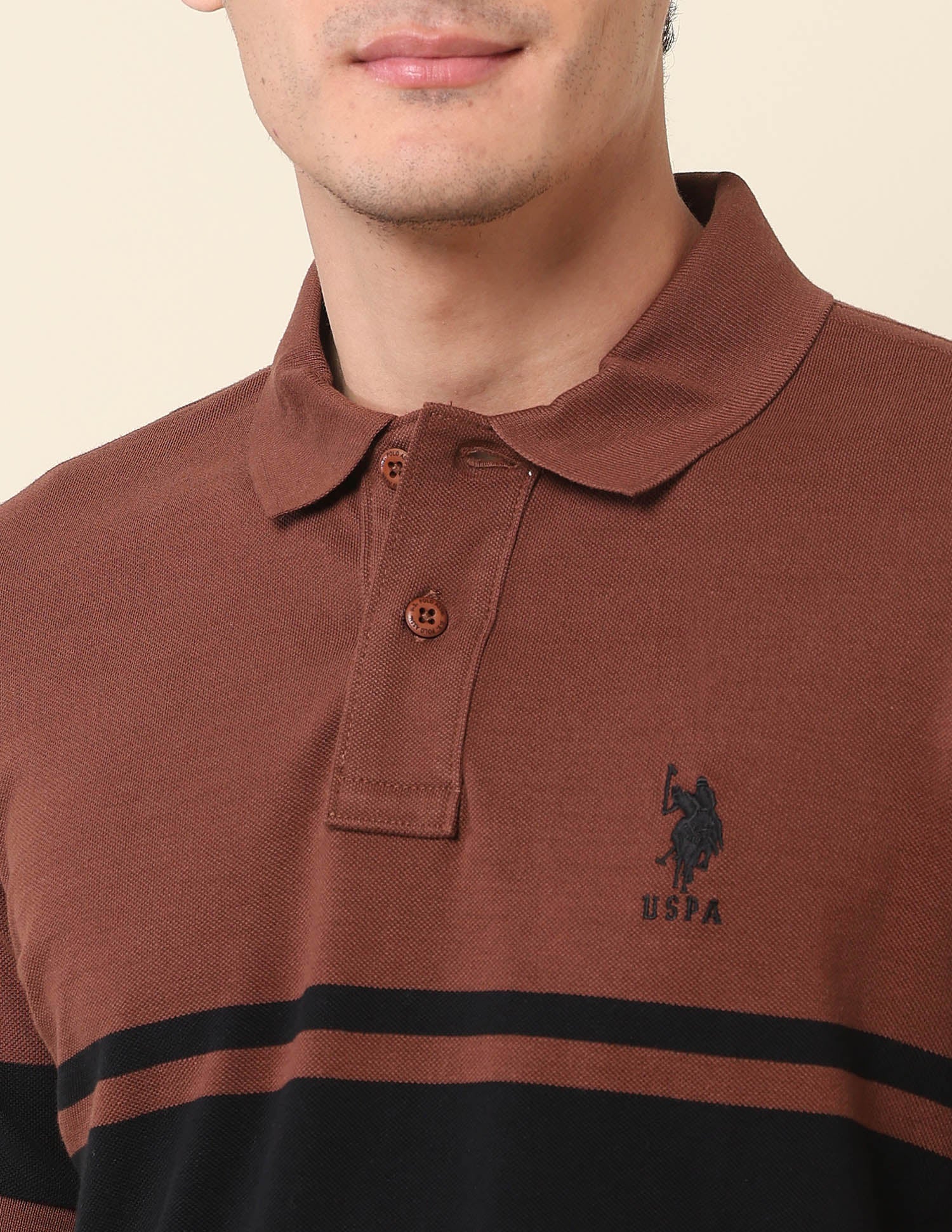 Colourblocked Classic Polo Shirt Light Brown - U.S. POLO ASSN. | Large
