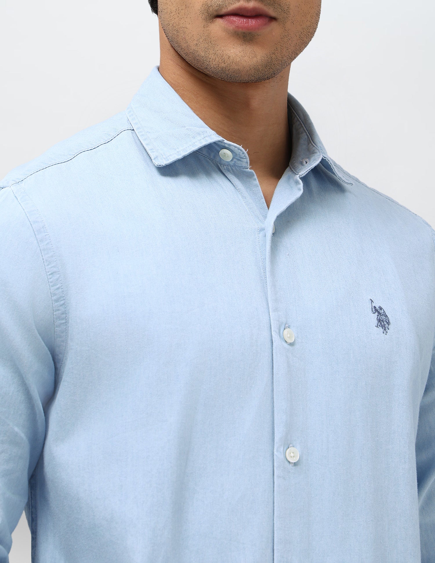 Solid Twill Shirt Light Indigo - U.S. POLO ASSN. | Large