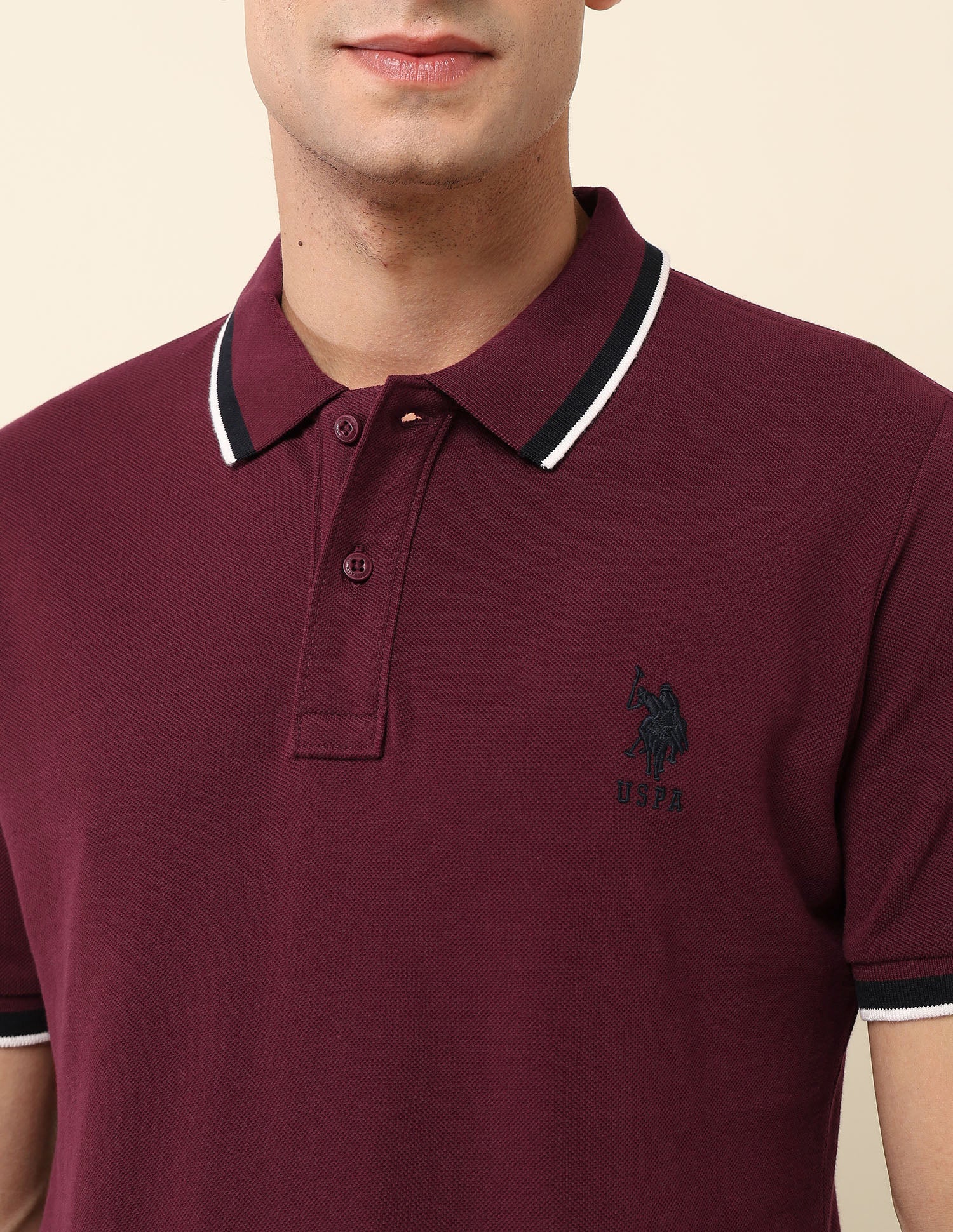 Pure Cotton Slim Fit Polo Shirt Maroon - U.S. Polo Assn. India | Large
