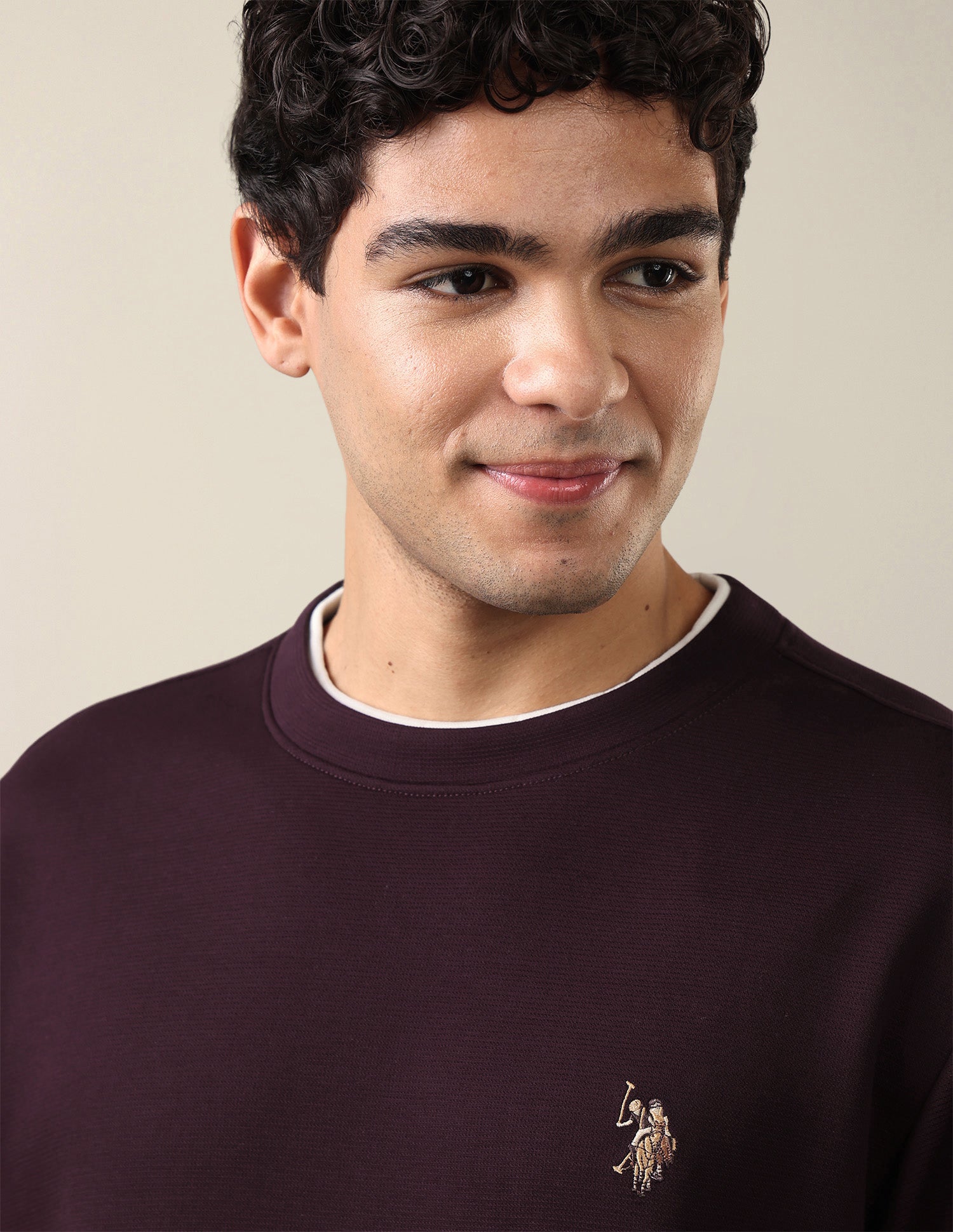 Solid Regular Fit Sweatshirt Maroon - U.S. Polo Assn. India | Large