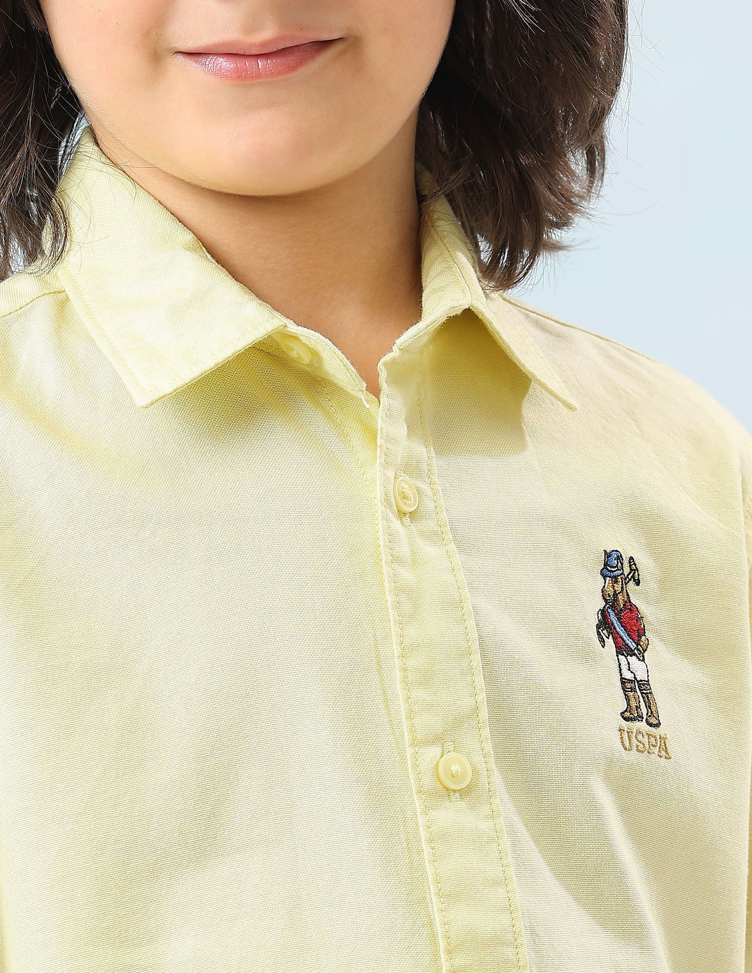 Oxford Solid Regular Fit Shirt Light Yellow - U.S. Polo Assn. India | Large