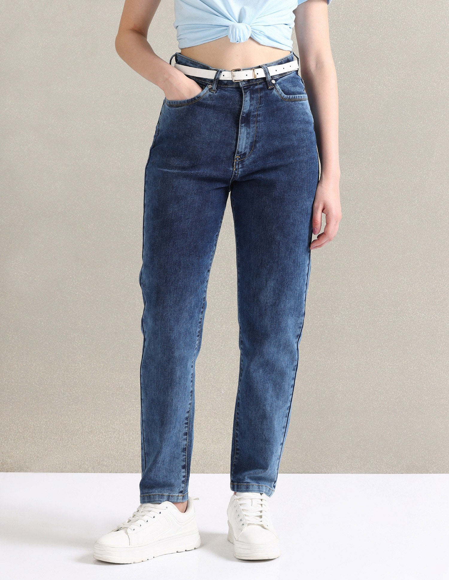 Mom Fit Blue Jeans Blue - U.S. POLO ASSN. | Large