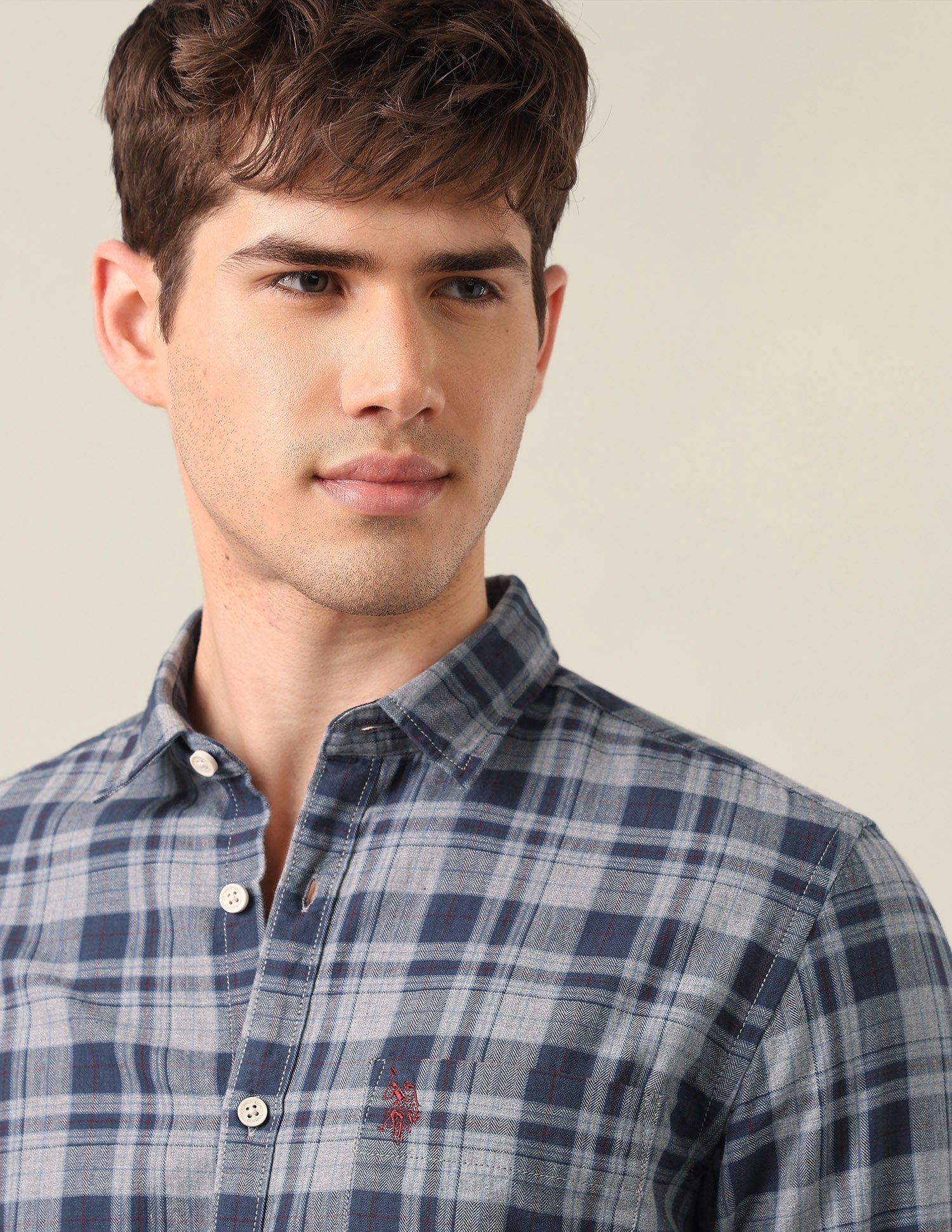 Tartan Checked Twill Shirt Teal - U.S. Polo Assn. India | Large