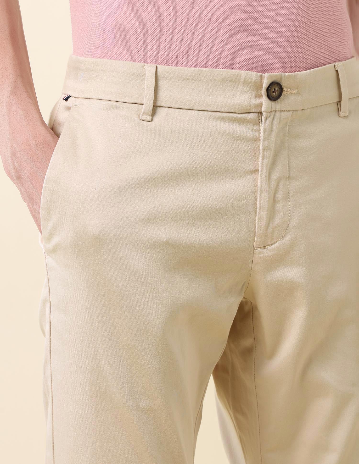 Slim Fit Mid Rise Trousers Beige - U.S. Polo Assn. India | Large
