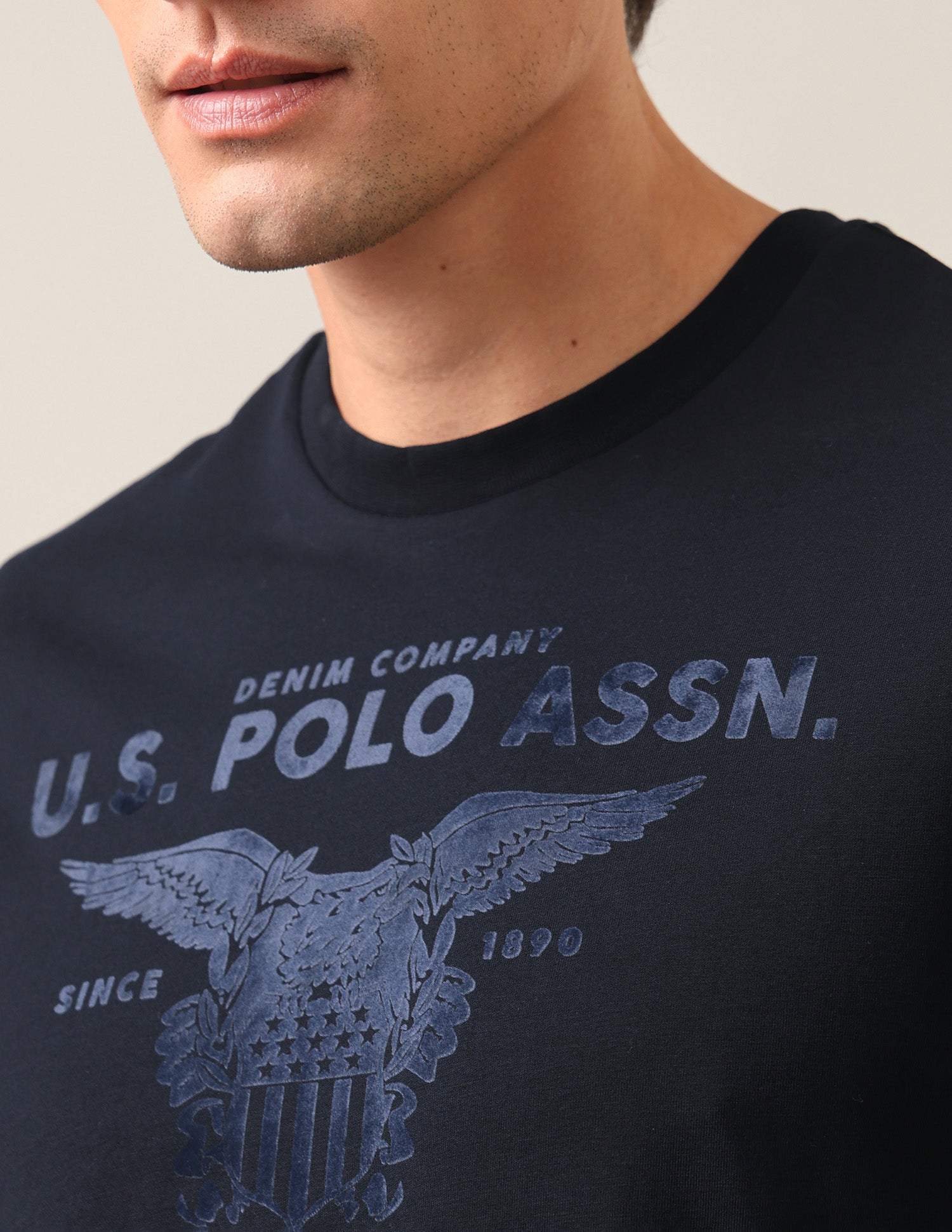 Graphic Brand Printed Slim Fit T-Shirt Navy - U.S. Polo Assn. India | Large