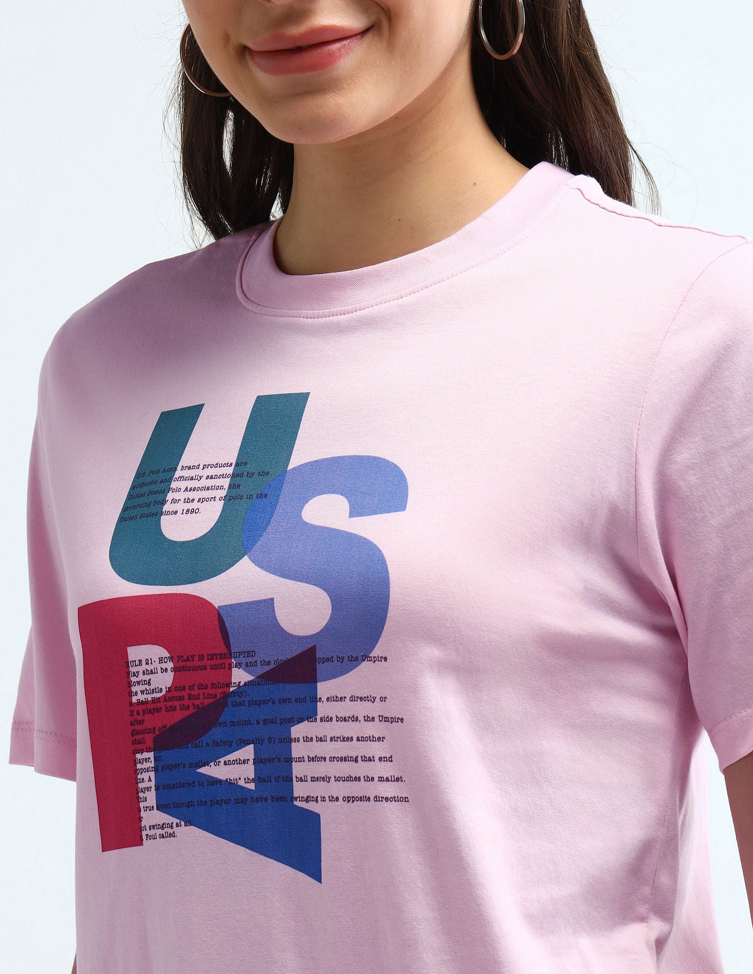 Boxy Fit Typographic T-Shirt Light Pink - U.S. POLO ASSN. | Large