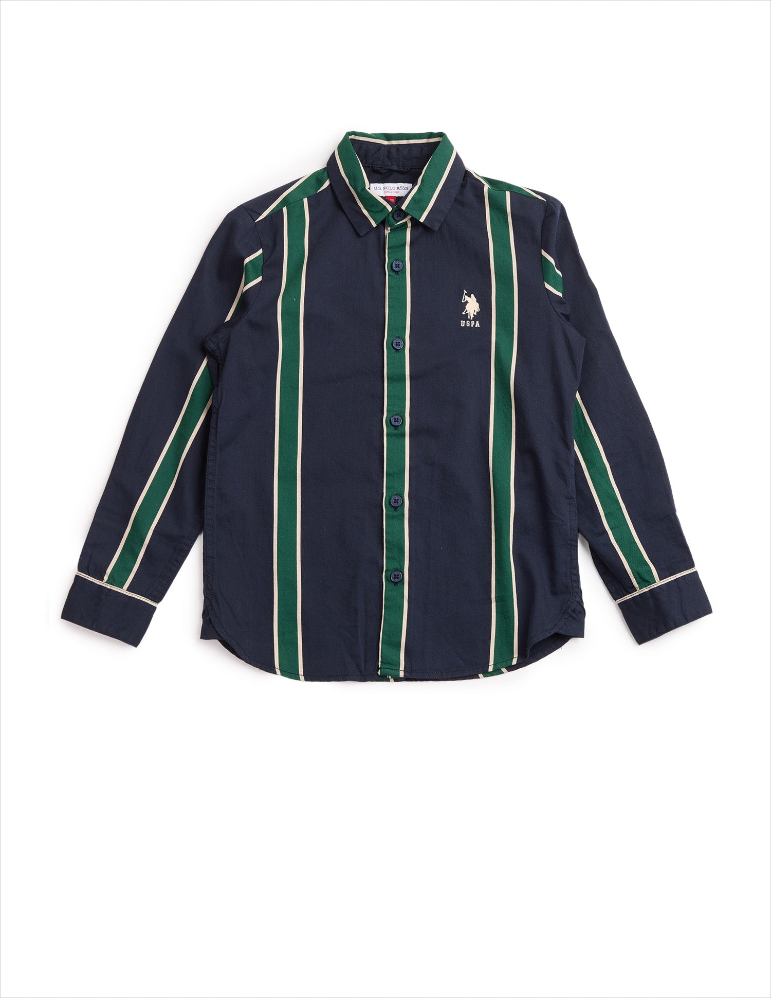 Boys Vertical Striped Twill Shirt Navy - U.S. POLO ASSN. | Large