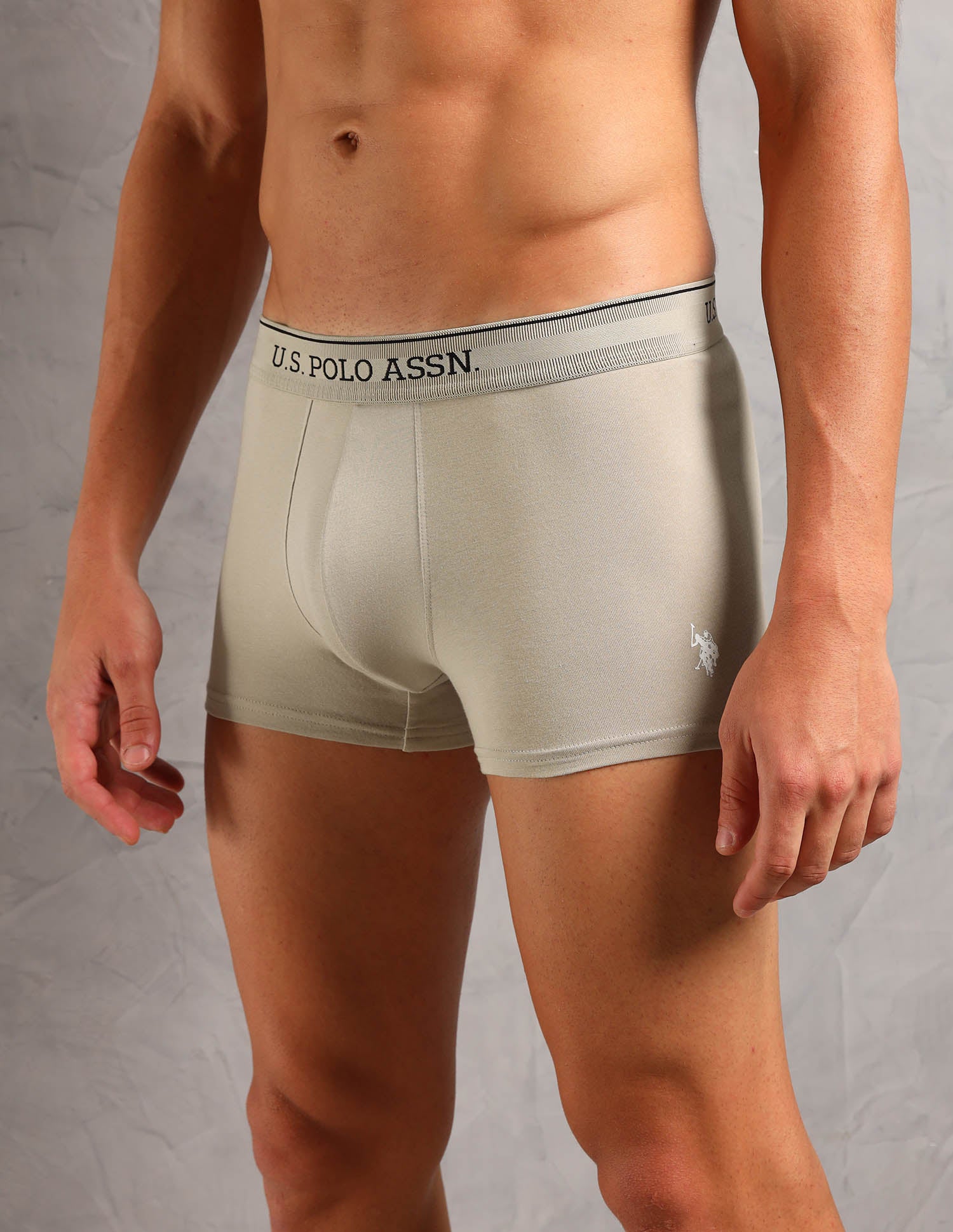 Solid Breathable OET17 Trunks - Pack Of 3 Aop Stone Blue, Aop Antler and Oatmeal Solid - U.S. POLO ASSN. | Large