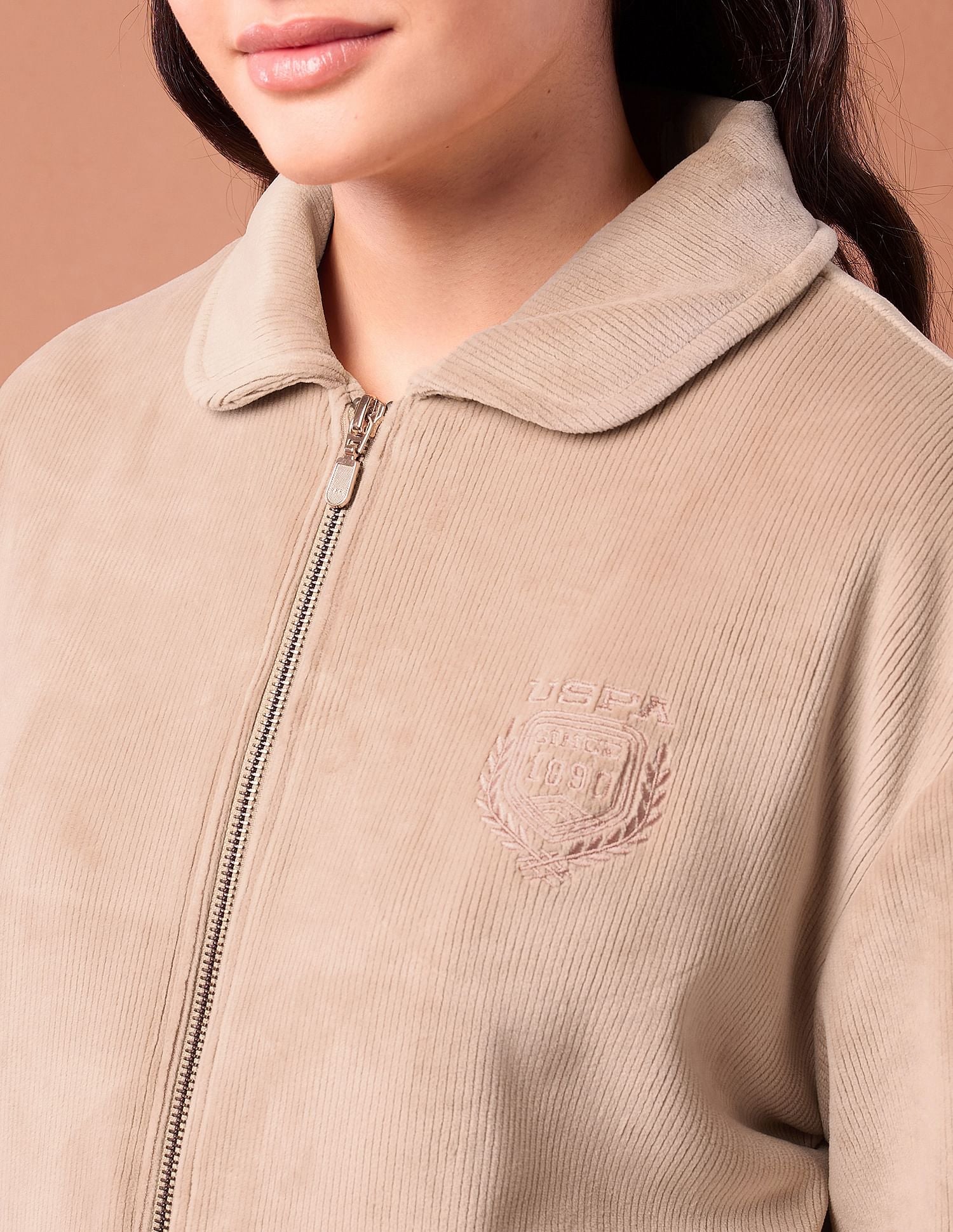 Corduroy Solid Regular Fit Jacket Beige - U.S. POLO ASSN. | Large
