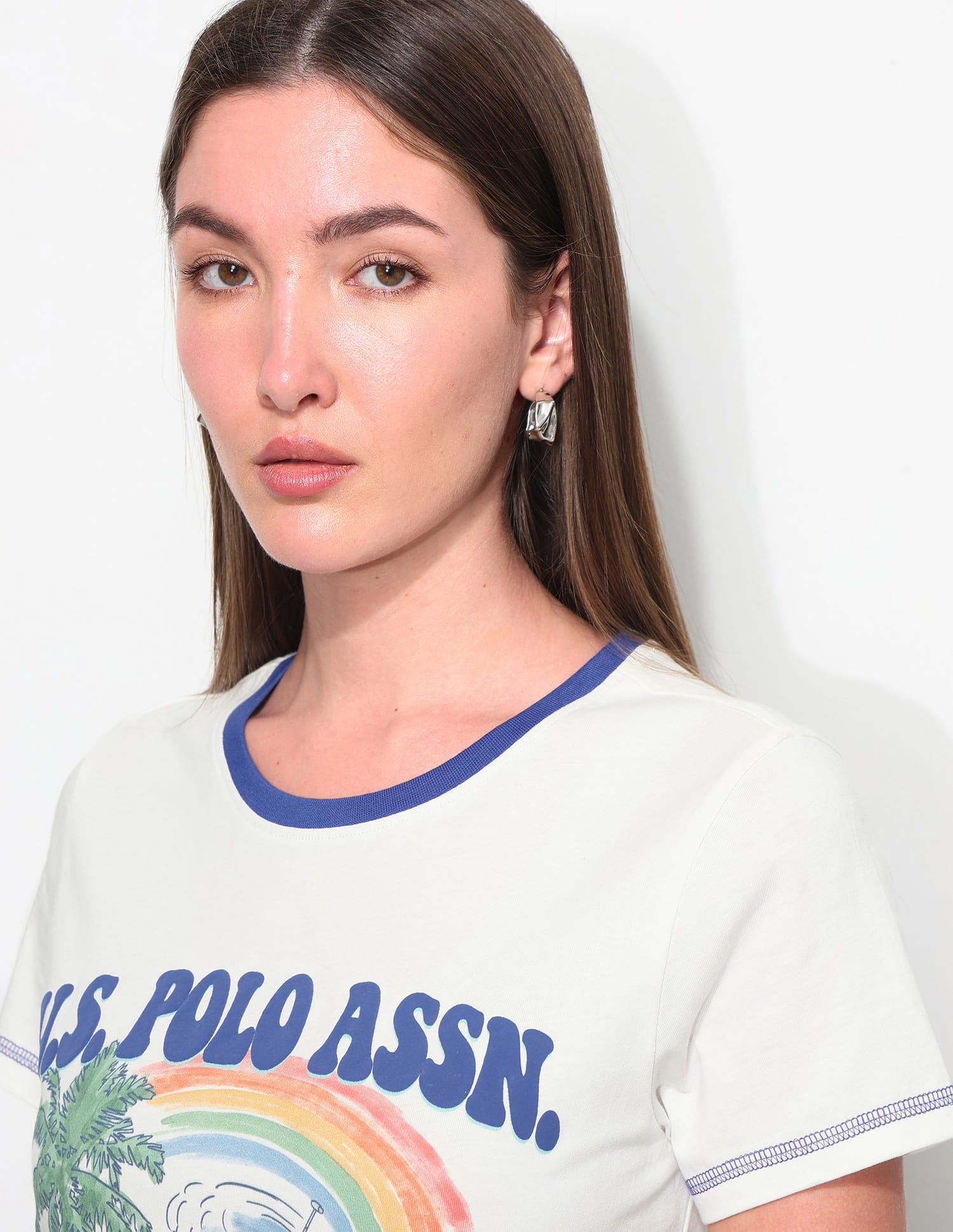 Regular Fit Digital Print T-Shirt White - U.S. Polo Assn. India | Large