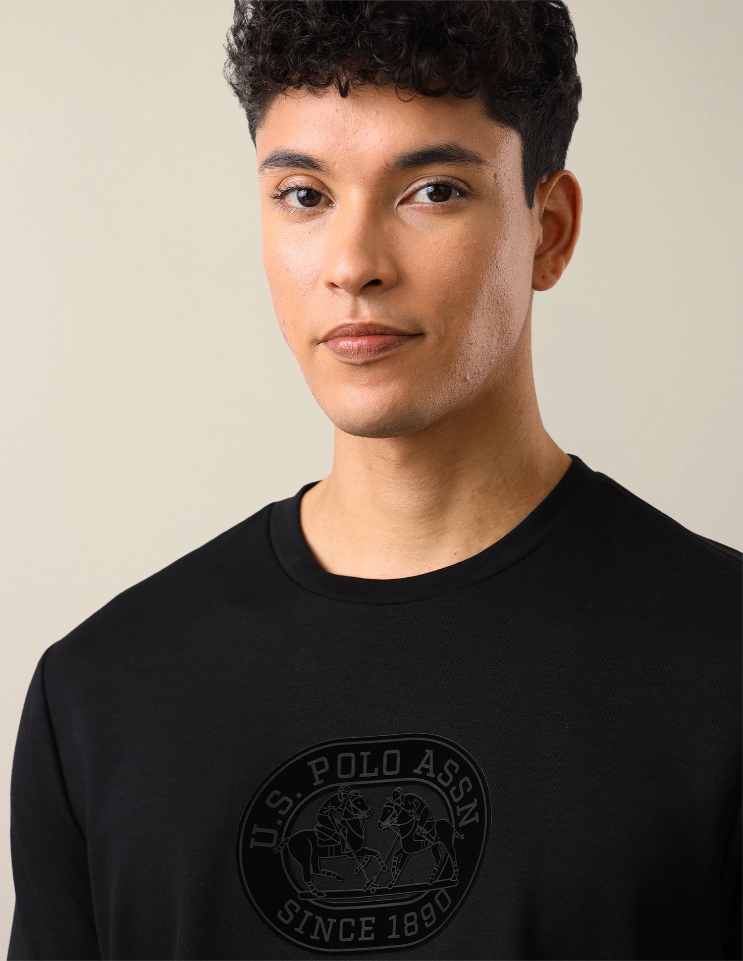 Brand Embossed Slim Fit T-Shirt Black - U.S. Polo Assn. India | Large