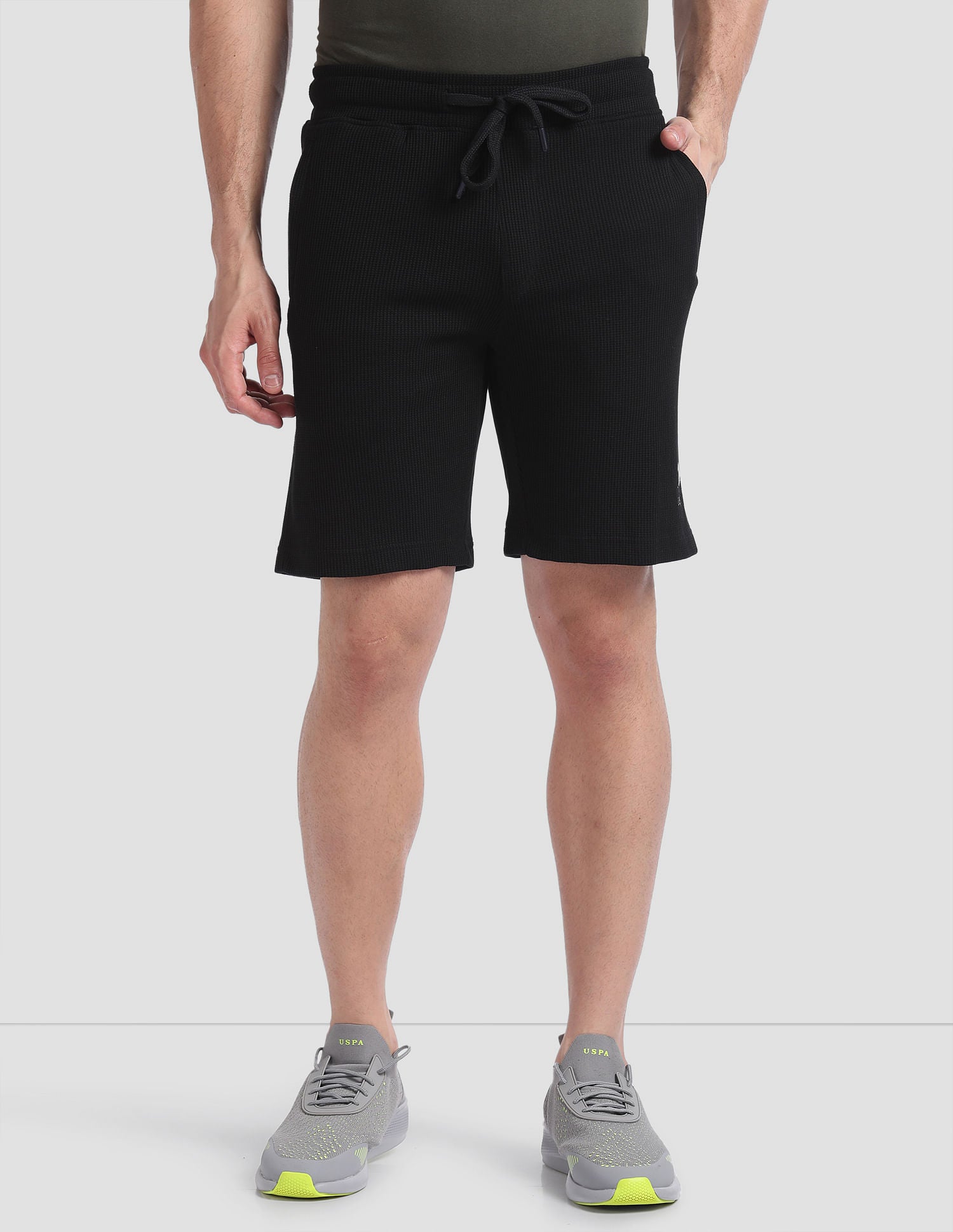 Waffle Knit Textured LS005 Lounge Shorts - Pack Of 1 Black - U.S. POLO ASSN. | Large