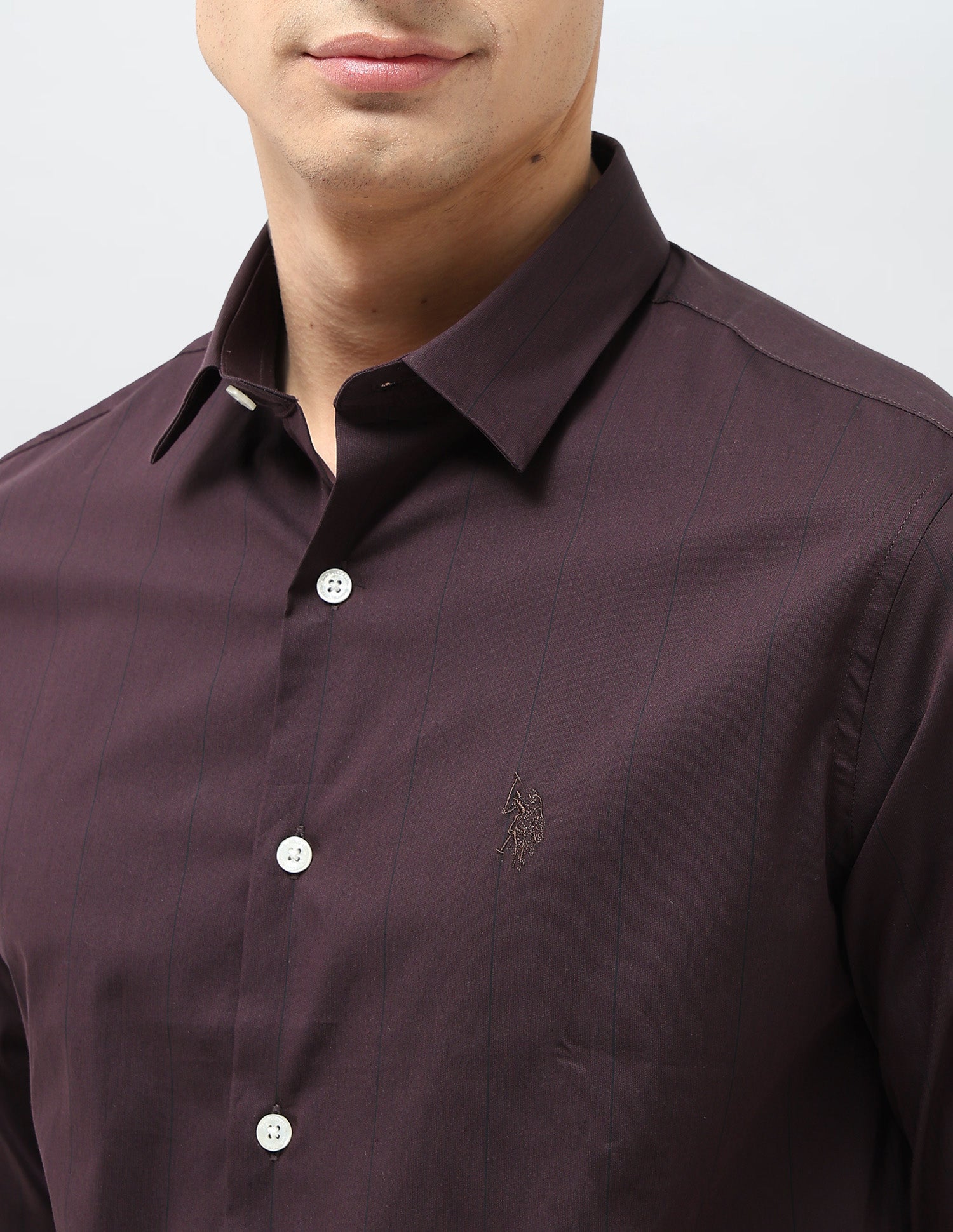 Twill Tailored Fit Shirt Wine - U.S. POLO ASSN. | Large