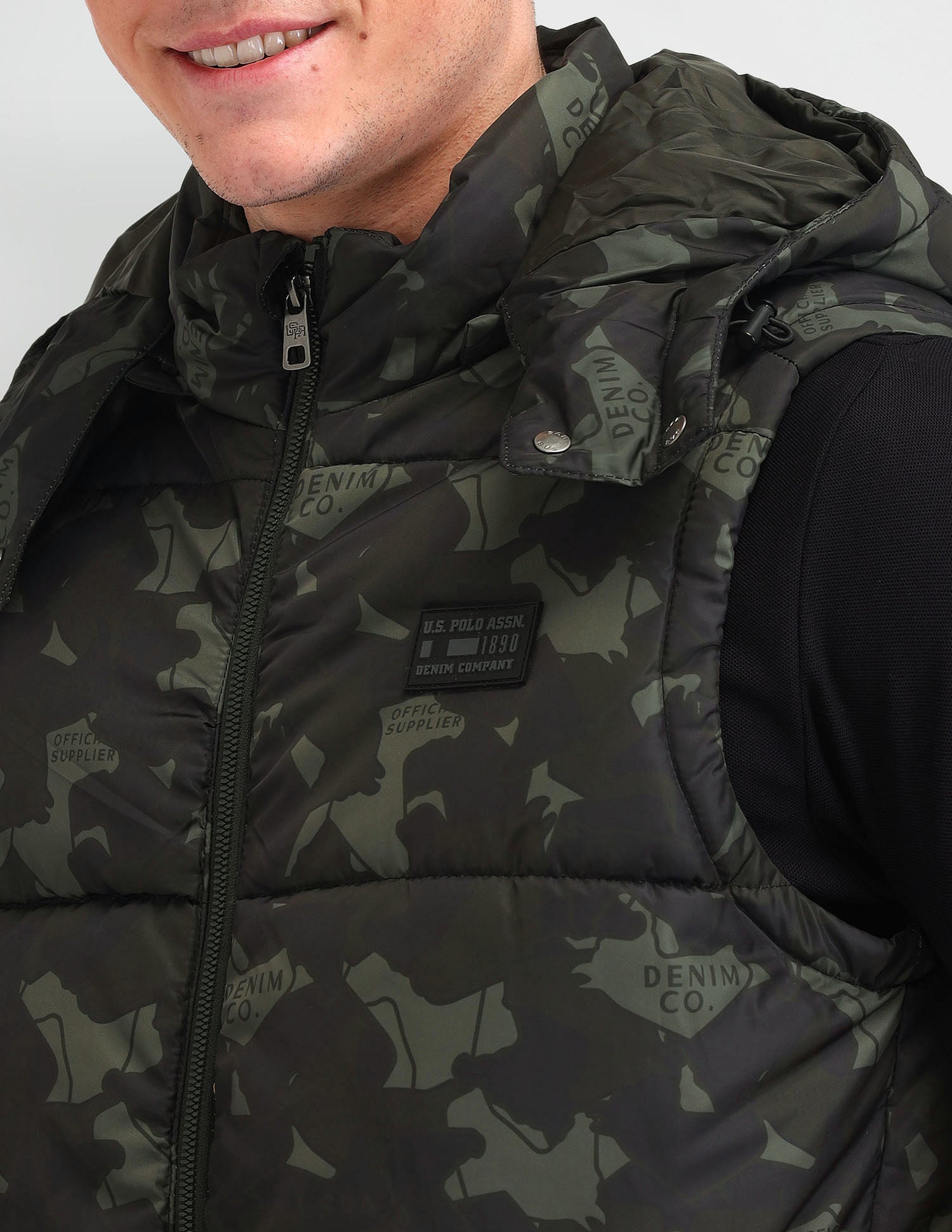 Camouflage Print Regular Fit Jacket Charcoal-Olive Camo - U.S. POLO ASSN. | Large