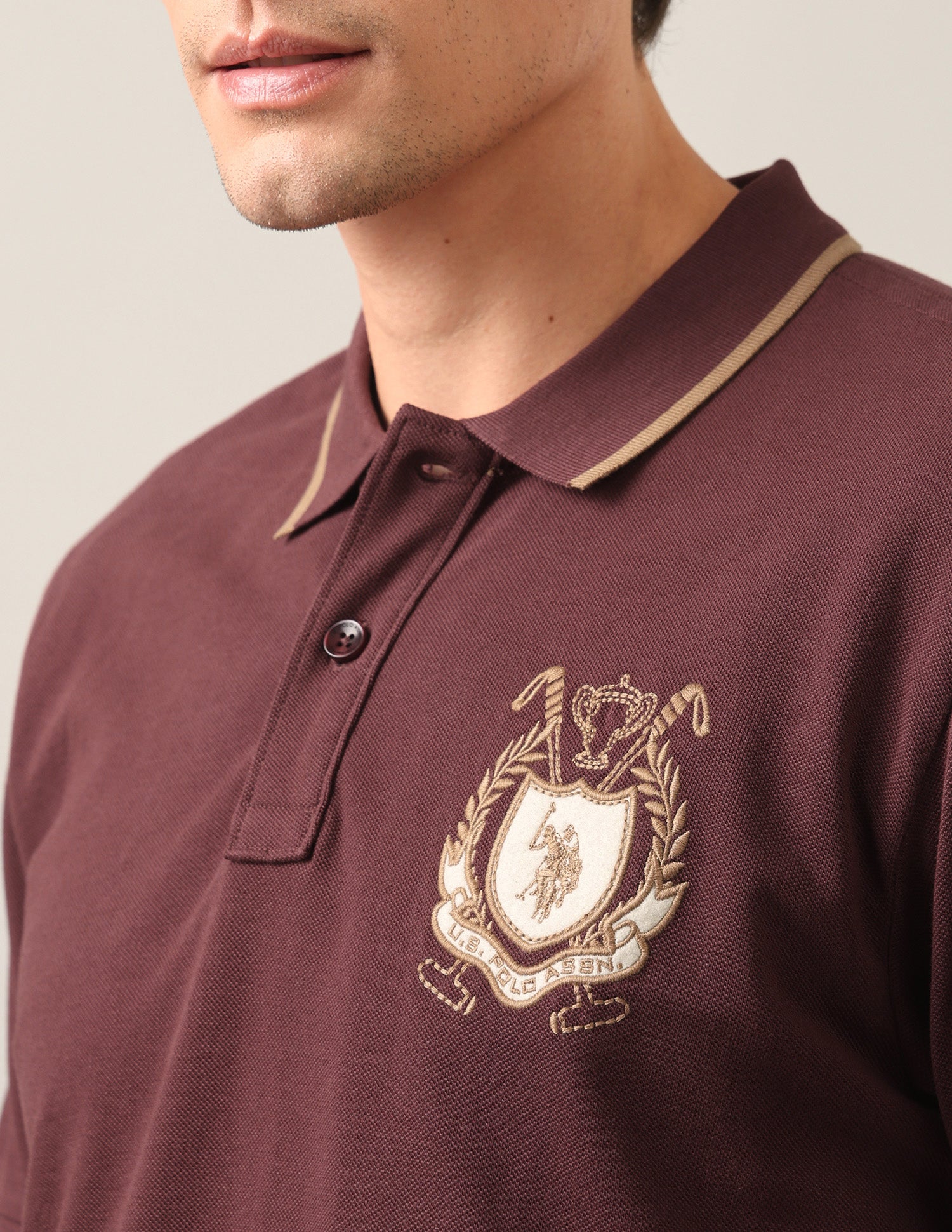 Solid Slim Fit Polo Shirt Maroon - U.S. Polo Assn. India | Large