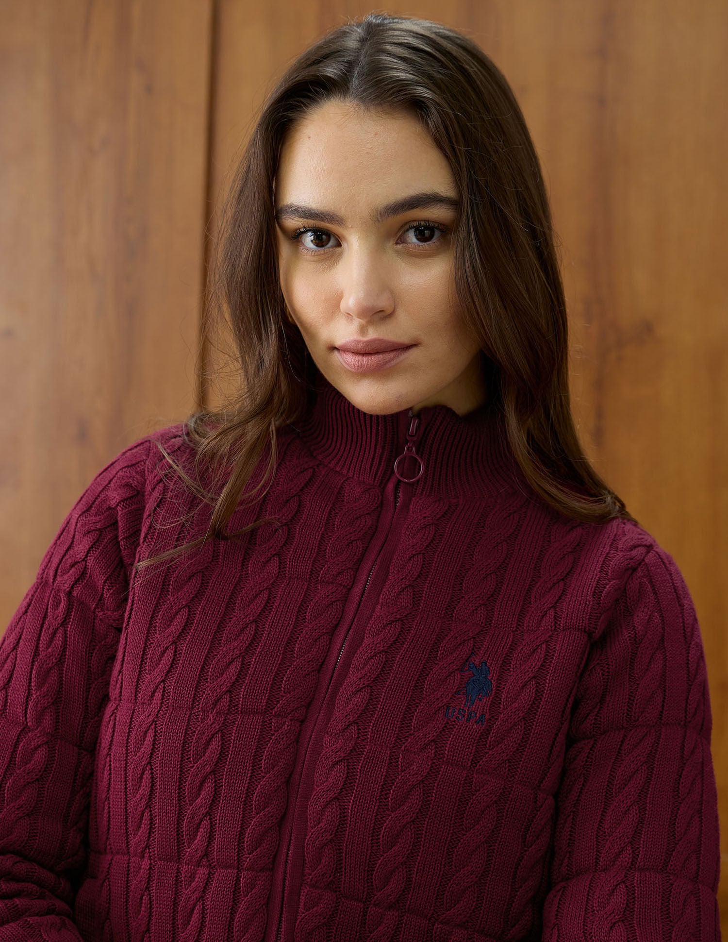 Solid Regular Fit High Neck Jacket Purple - U.S. POLO ASSN. | Large