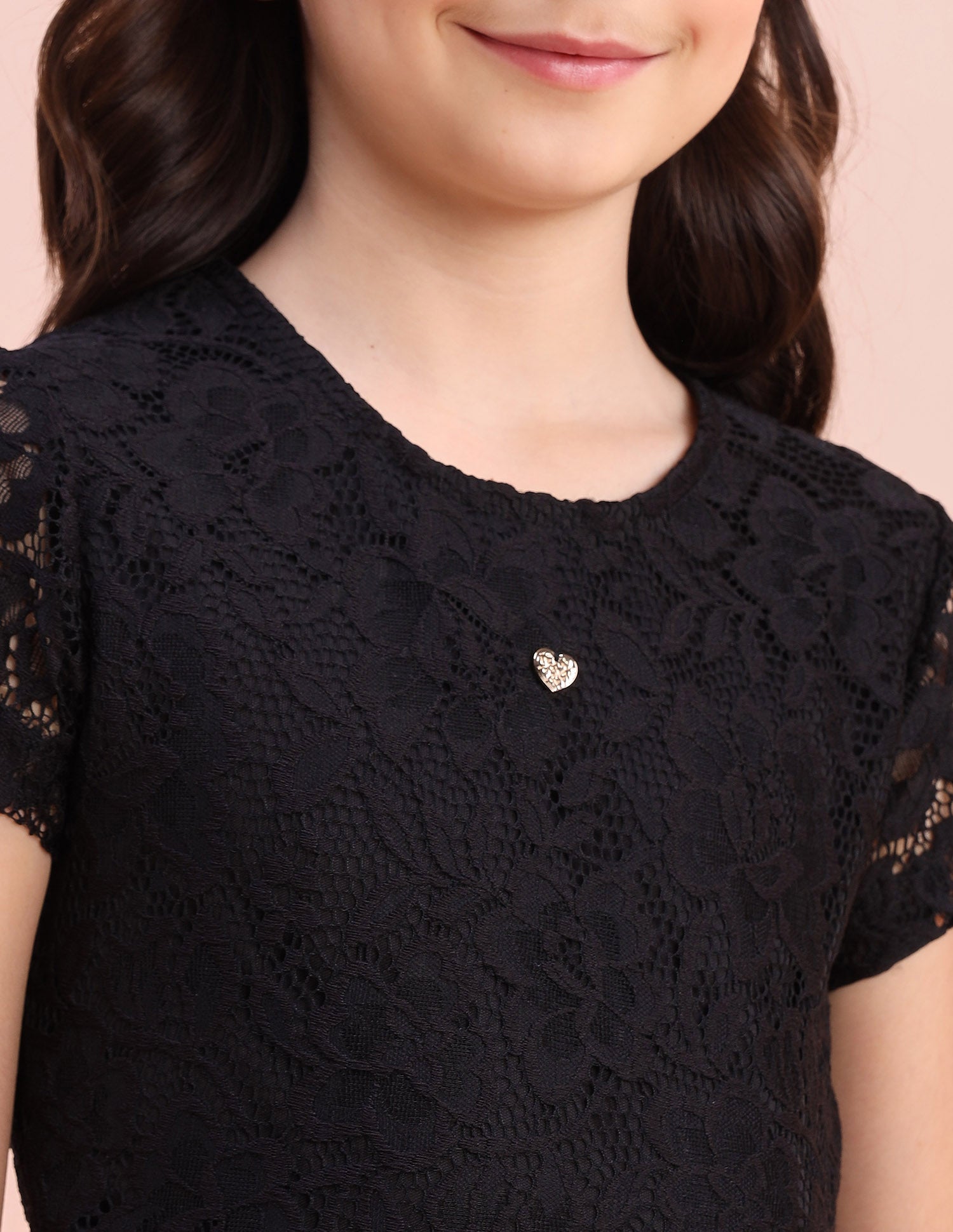 Girls Floral A-Line Lace Dress Black - U.S. POLO ASSN. | Large