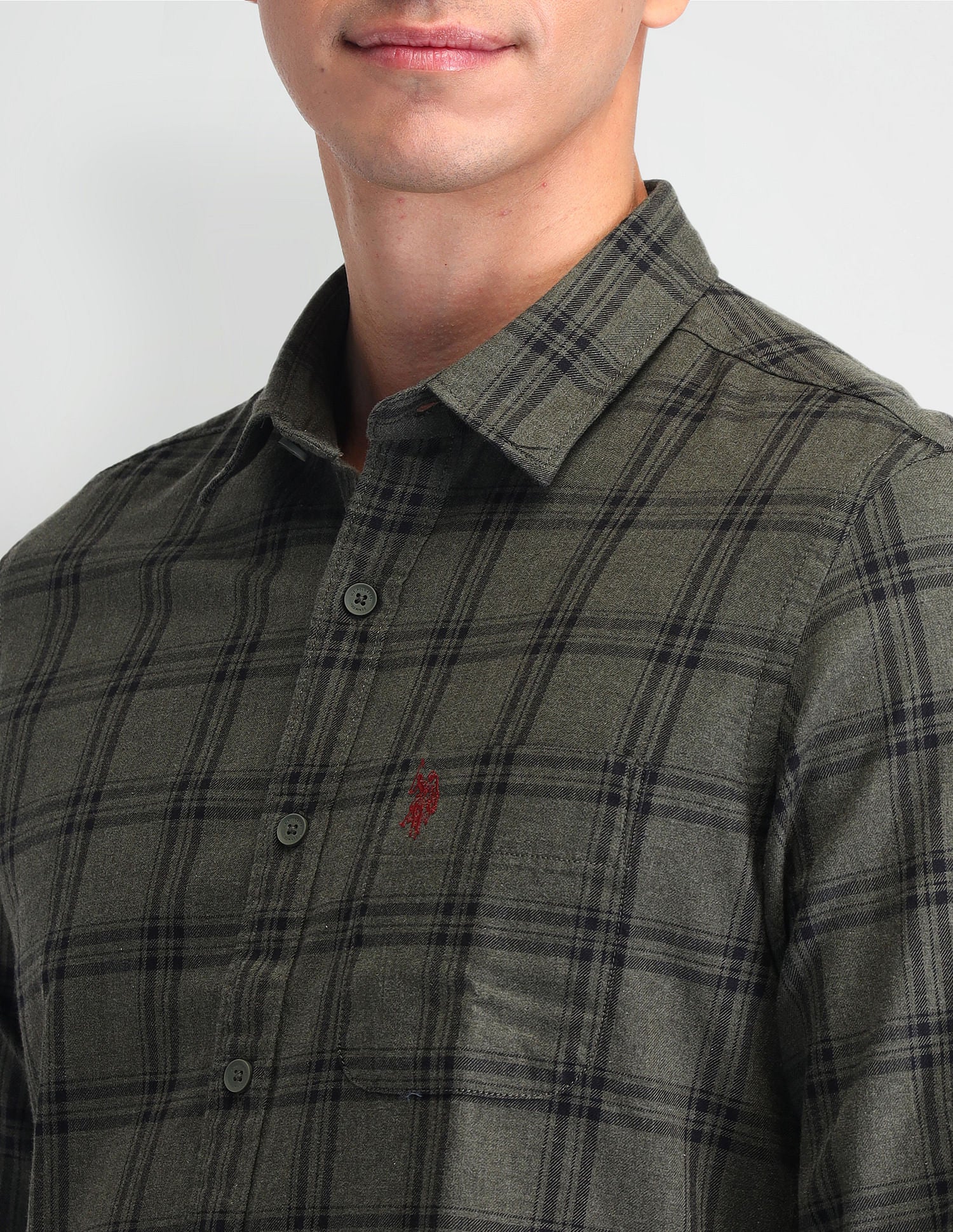 Tartan Check Regular Fit Shirt Olive - U.S. Polo Assn. India | Large