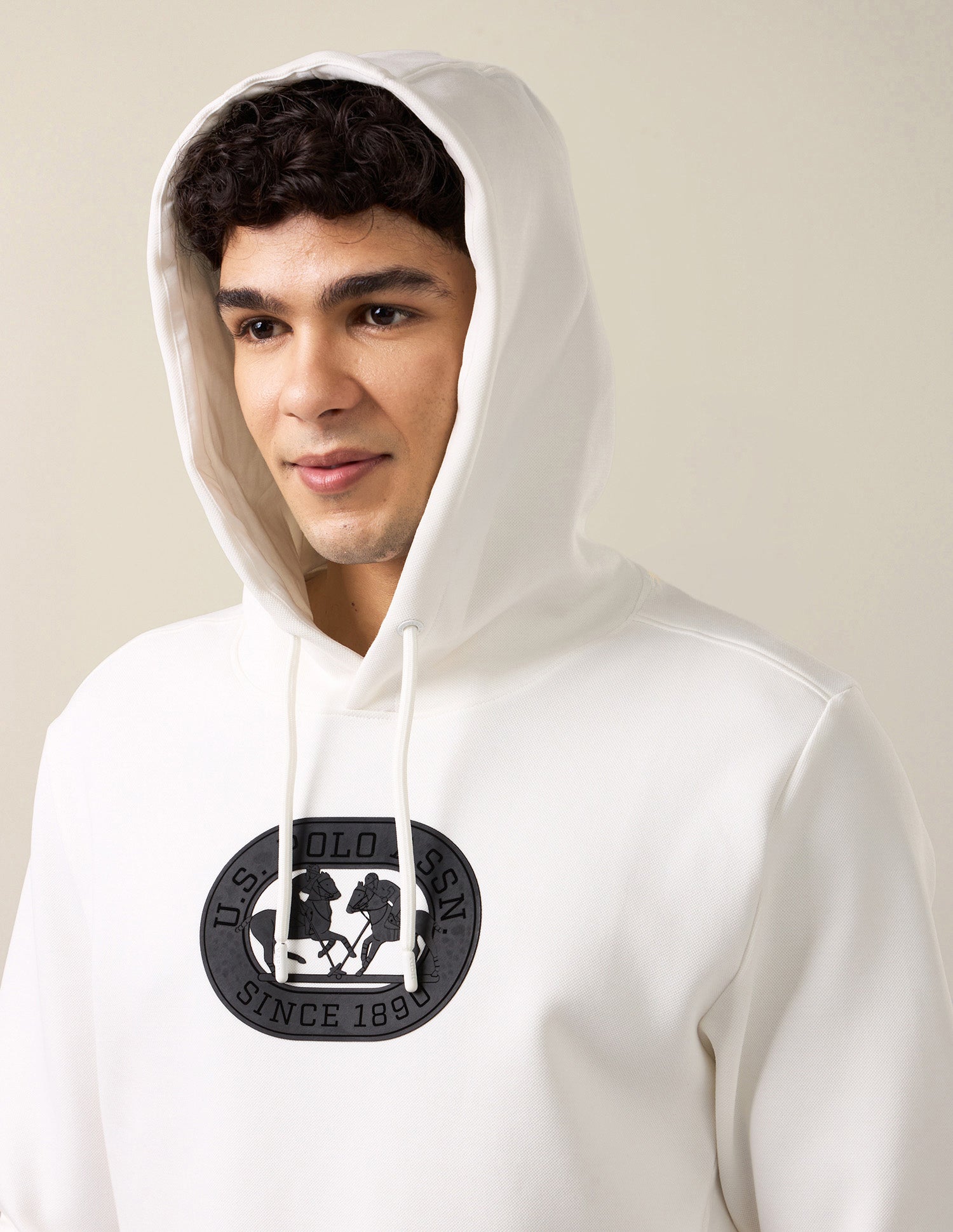 Brand Embossed Regular Fit Sweatshirt Ivory - U.S. Polo Assn. India | Large