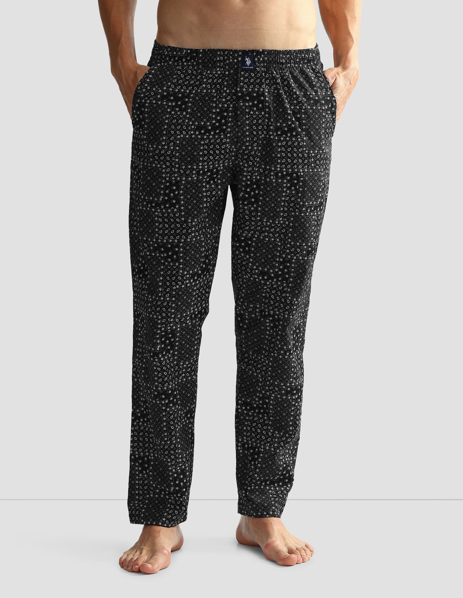 Mid Rise Printed OELP7 Lounge Track Pants - Pack Of 1 Black - U.S. POLO ASSN. | Large