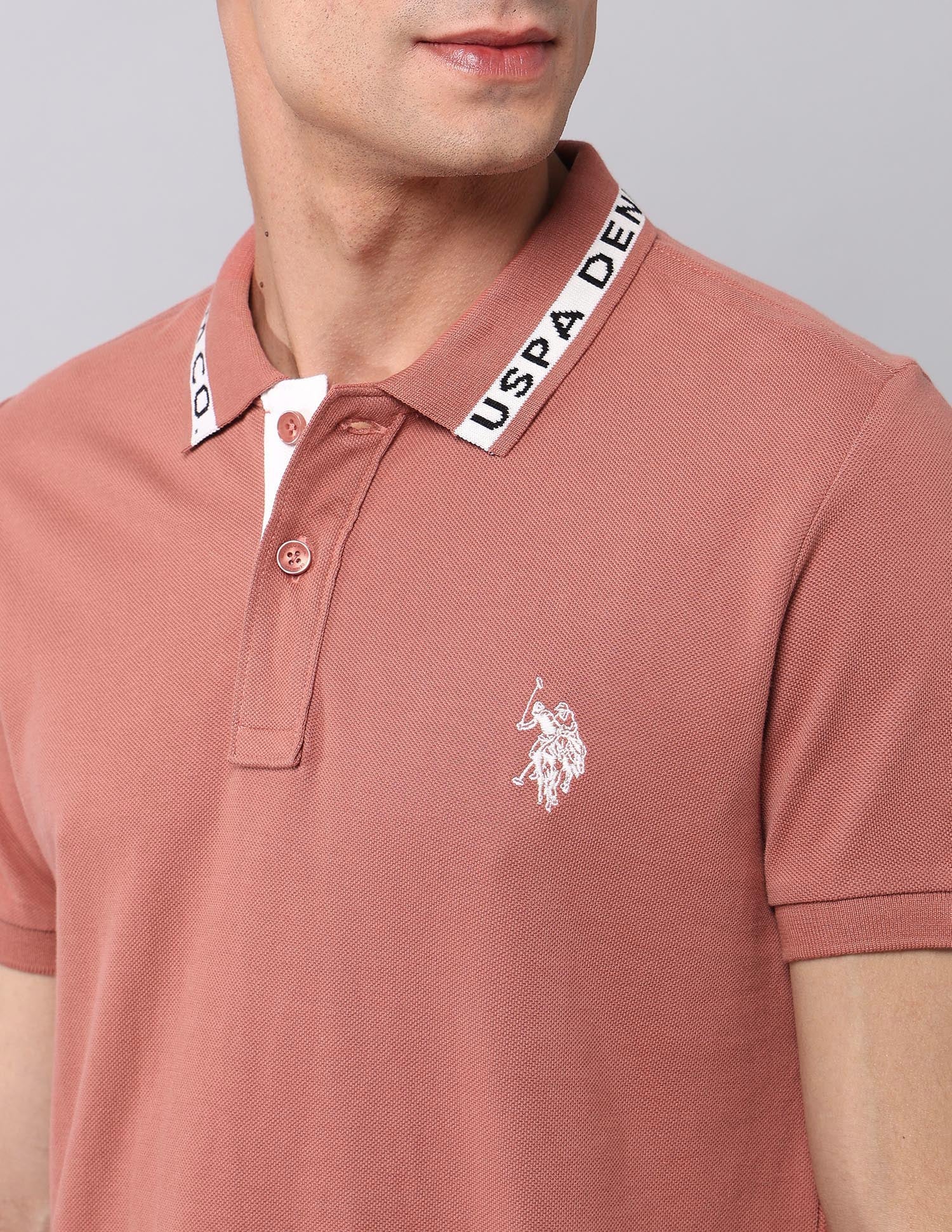 Muscle Fit Pure Cotton Polo Shirt Peach - U.S. Polo Assn. India | Large
