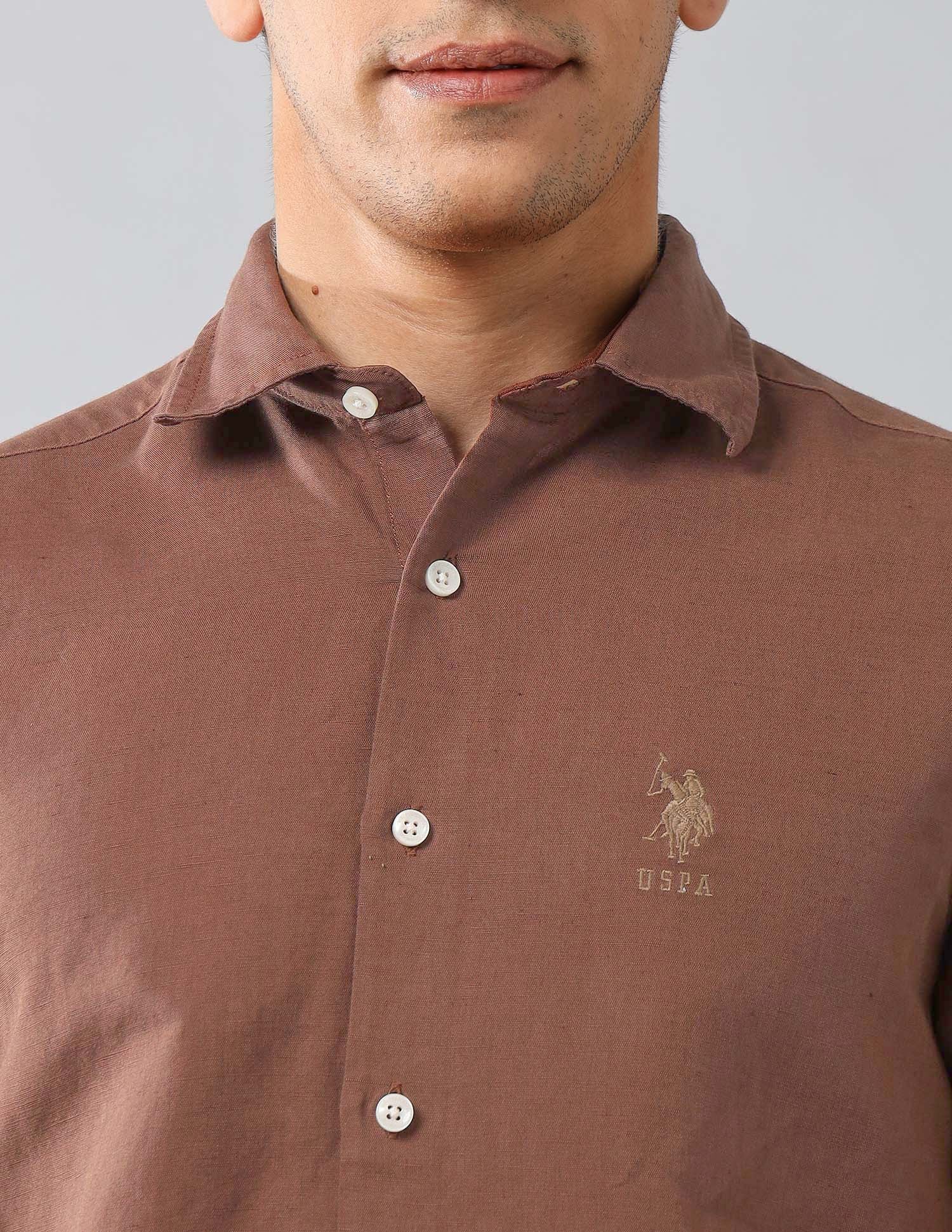 Solid Regular Fit Shirt Rust - U.S. Polo Assn. India | Large