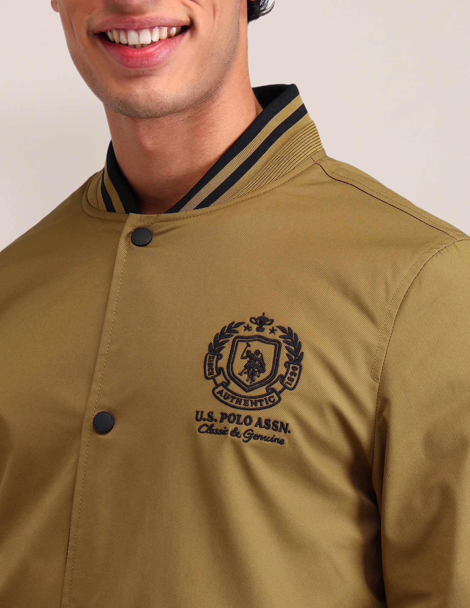 Brand Printed Regular Fit Jacket Khaki - U.S. POLO ASSN. | Large