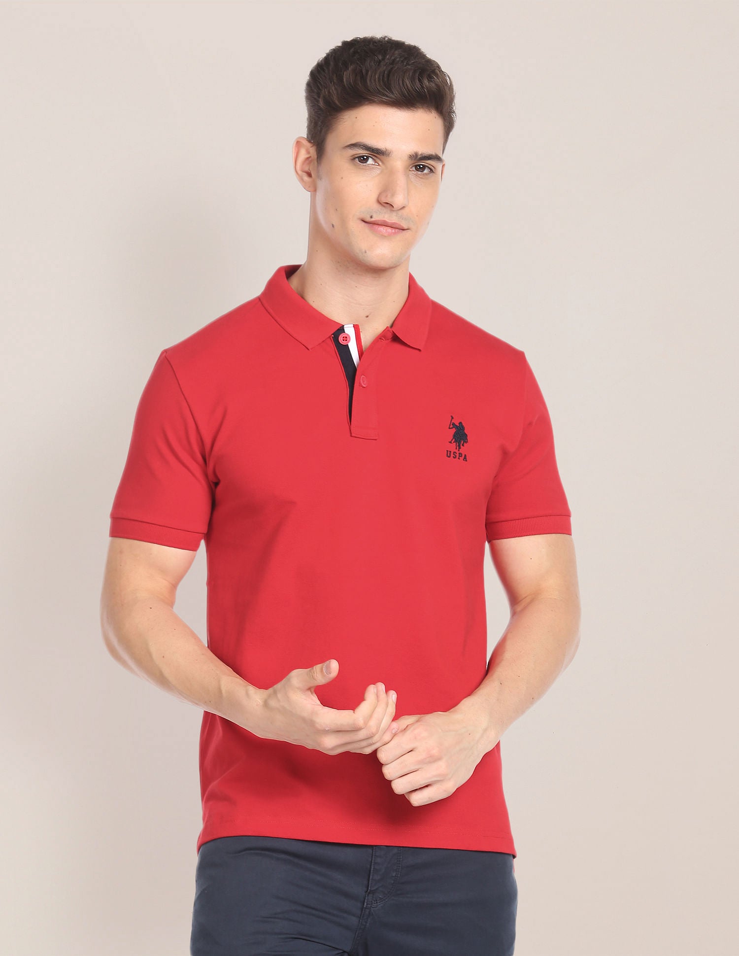 Solid Pique Polo Shirt Red - U.S. POLO ASSN. | Large