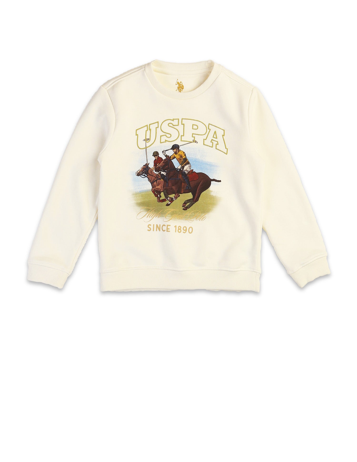Boys Brand Printed Regular Fit Sweatshirt Off White - U.S. POLO ASSN. | Large
