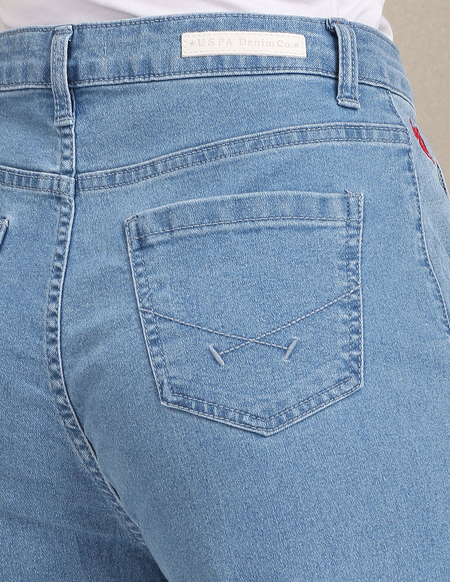 High Rise Pleated Wide Leg Jeans Light Blue - U.S. POLO ASSN. | Large