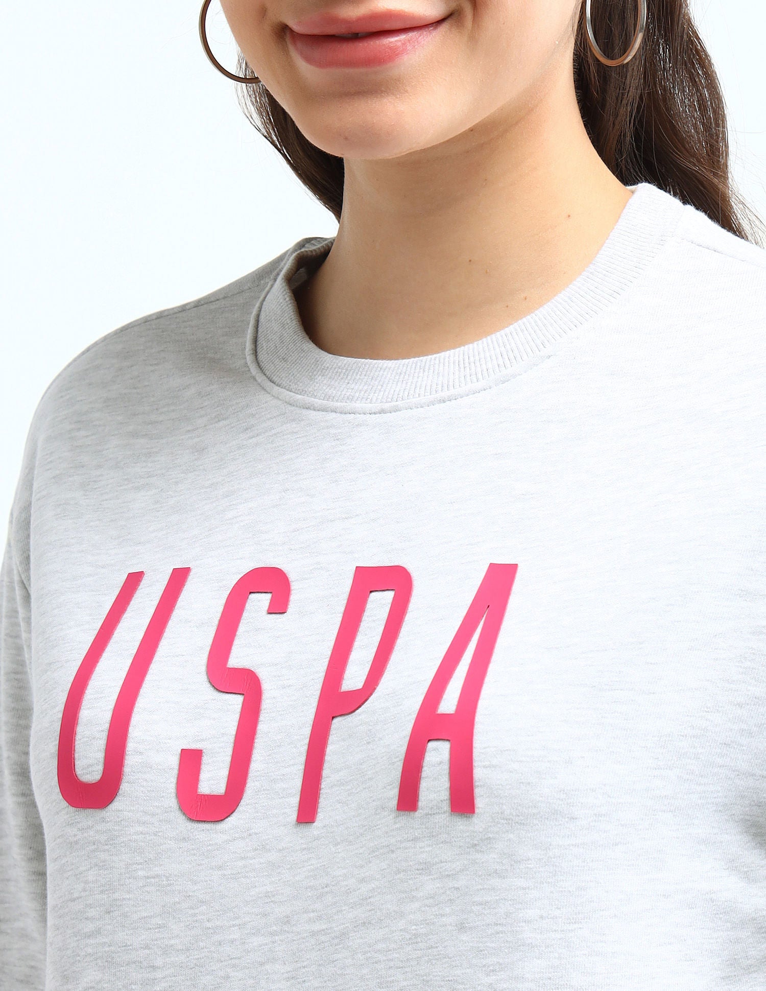 Drop Shoulder Hd Print Sweatshirt Grey - U.S. Polo Assn. India | Large