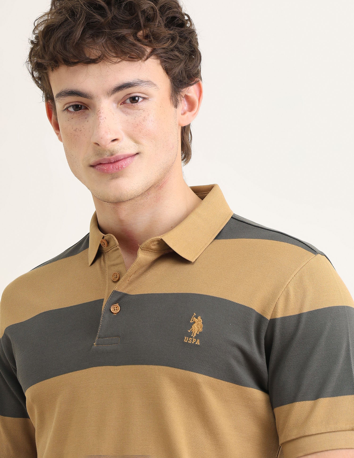 Sotogrande Horizontal Striped Polo Shirt Mustard - U.S. Polo Assn. India | Large